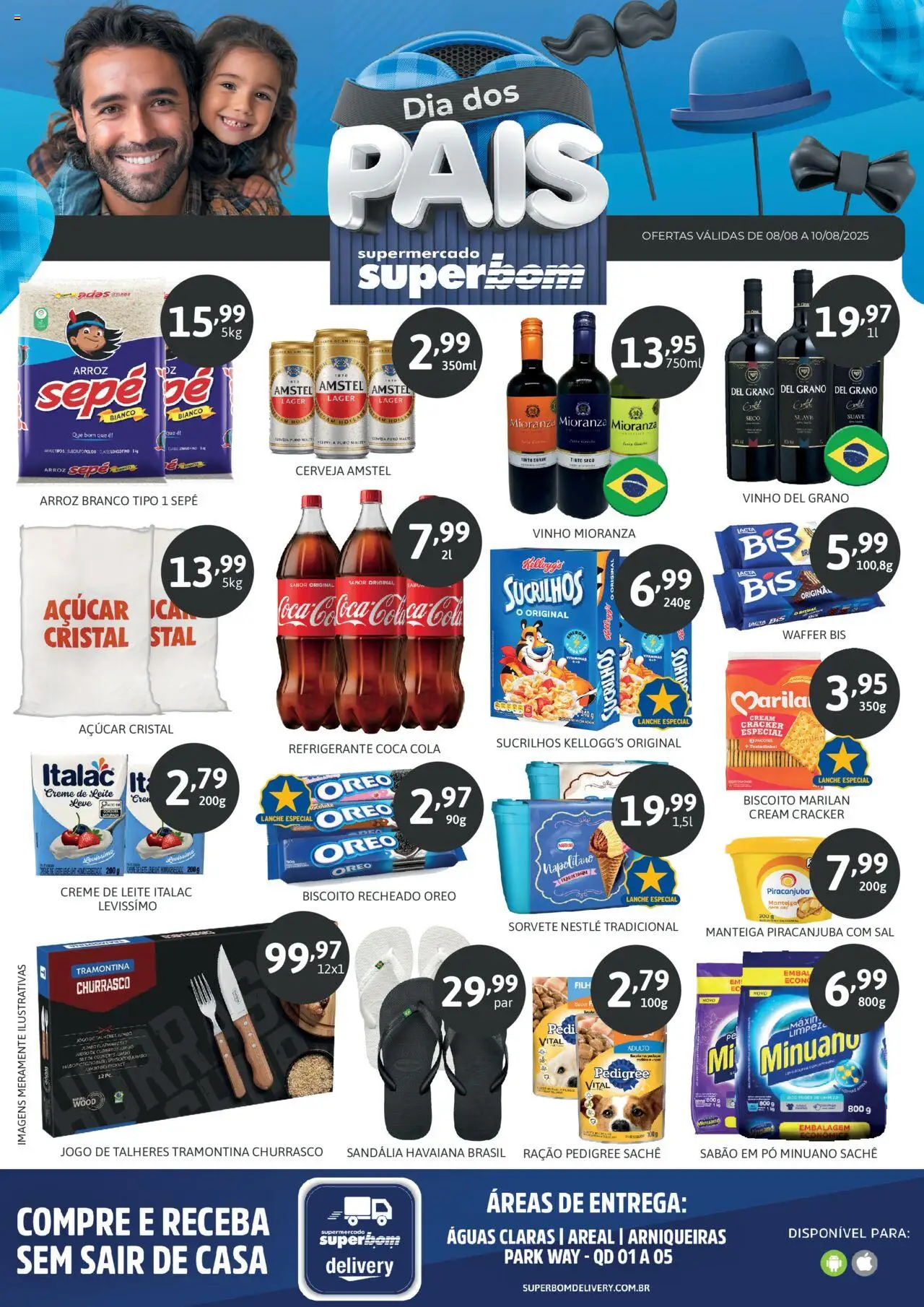 Superbom folheto "Ofertas da semana" válido a partir de 08/08/2025 - número de página 1 - Cerveja, Vinho, Leite, Ração, Sucrilhos, Cola, Pó, Talheres