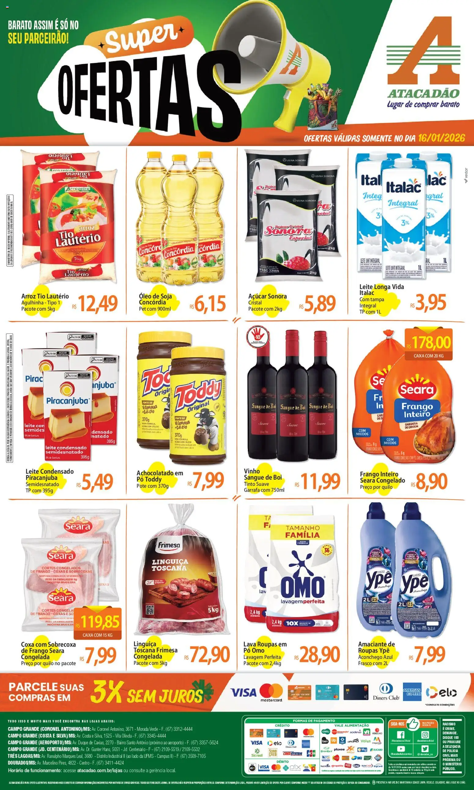 Pré-Visualização do folheto "Ofertas - MS" da loja Atacadão válido a partir de 16/01/2026
