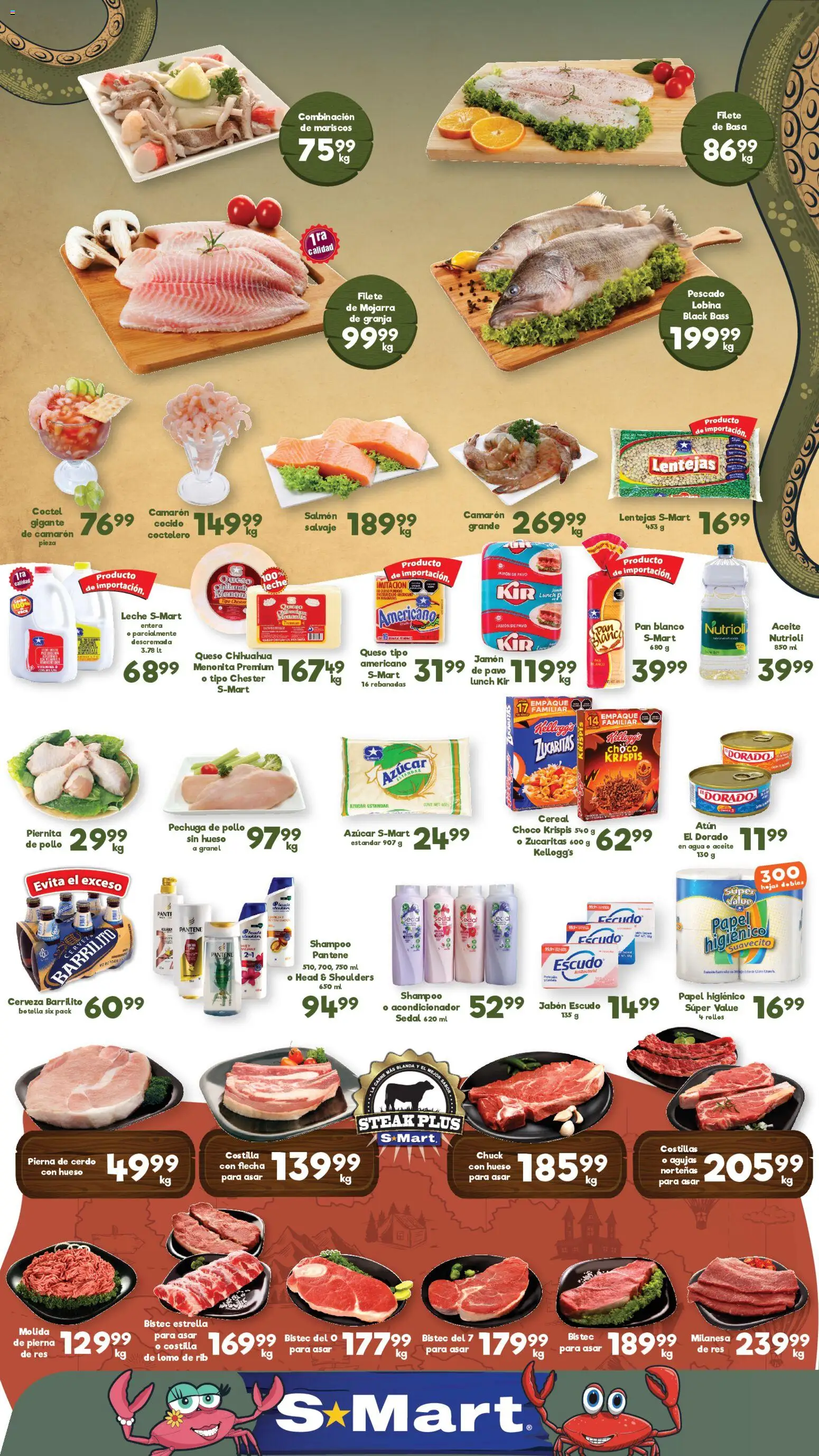 Vista previa las ofertas de la tienda S-Mart - S-Mart folleto Nuevo Laredo desde el 20/03/2026 - Shampoo, Azúcar, Queso, Pavo, Papel higiénico, Lentejas, Cerdo, Filete