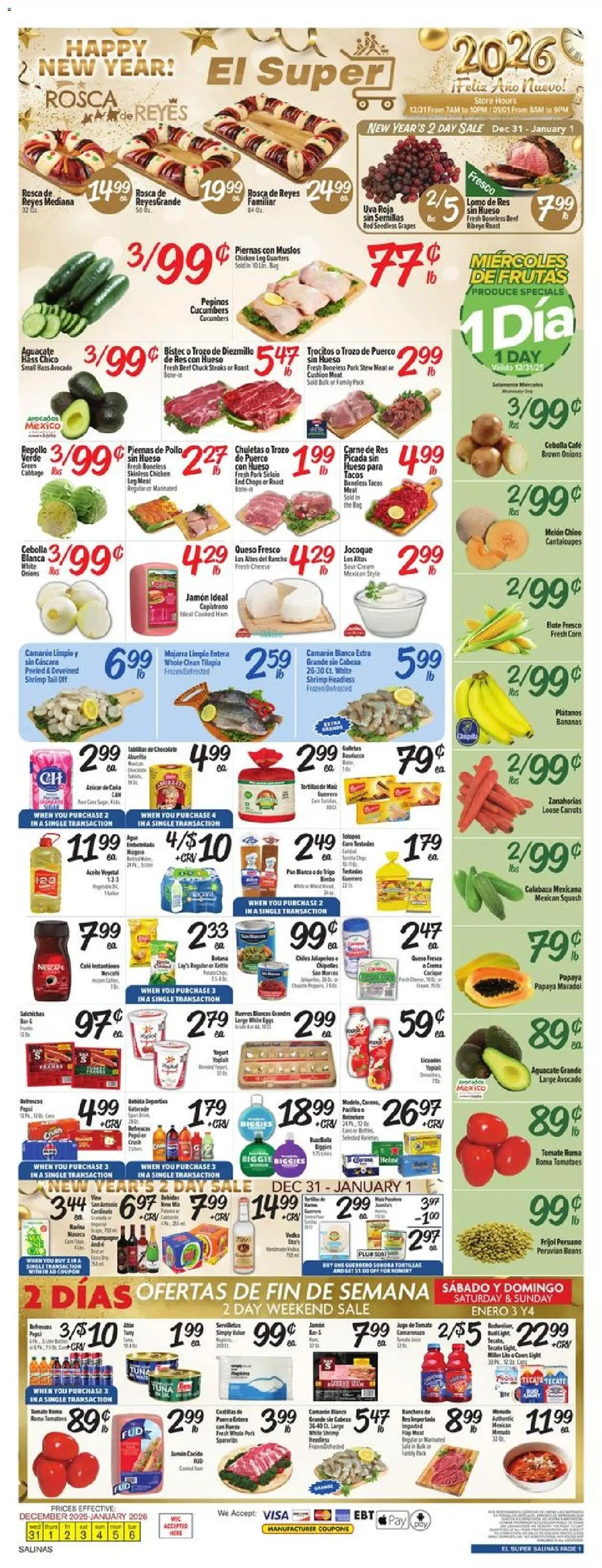 Ad Preview of El Super Weekly Ad from 12/31/2025