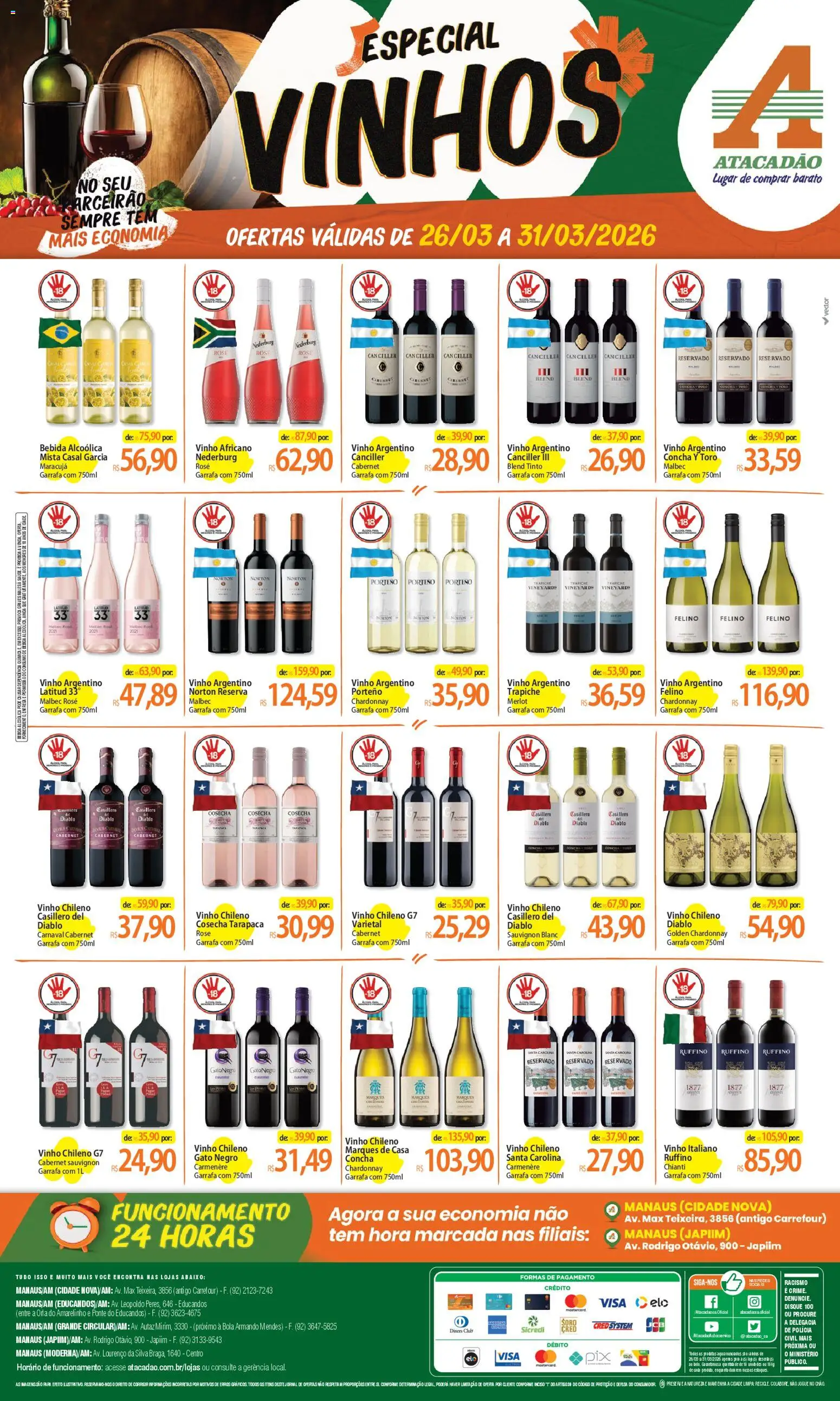 Pré-Visualização do folheto "Atacadão ofertas - AM" da loja Atacadão válido a partir de 26/03/2026 - Pá, Vinho, Bebida, Maracujá
