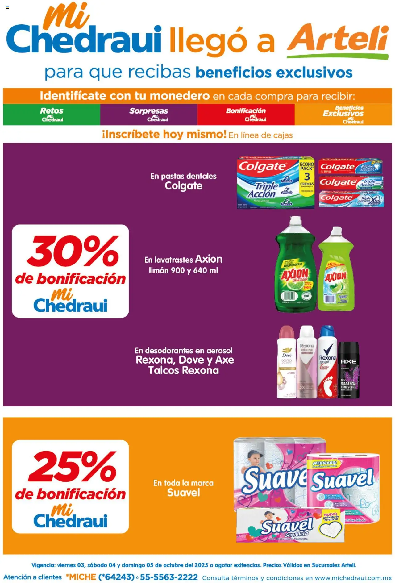 Folleto MiChedraui Arteli y sus promociones válidas desde el 03/10/2025 - Número de página 1 - Limón, Monedero, Fragancia
