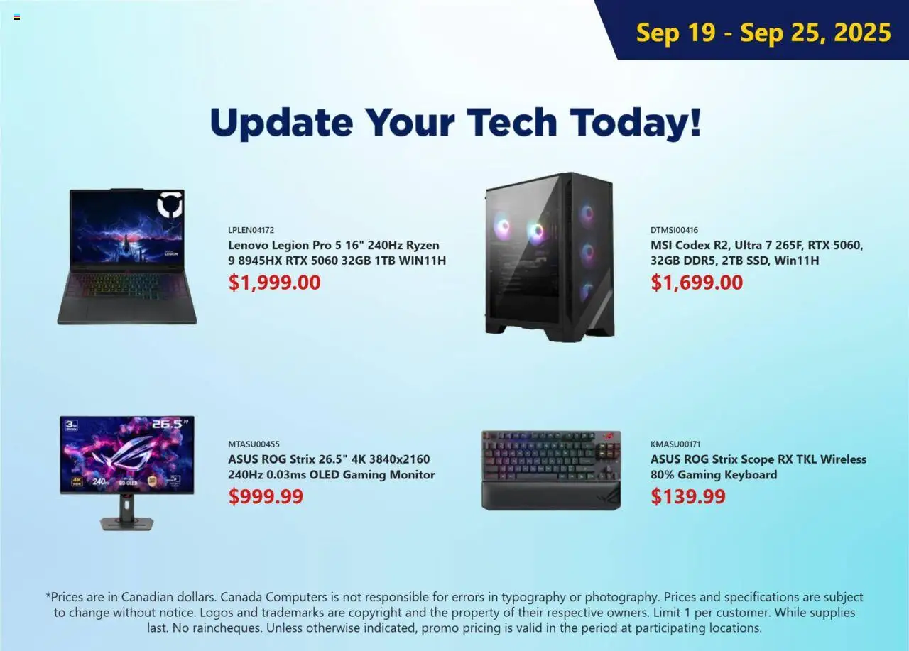 Preview of leaflet Weekly flyer from shop Canada Computers is valid from Sep 19, 2025