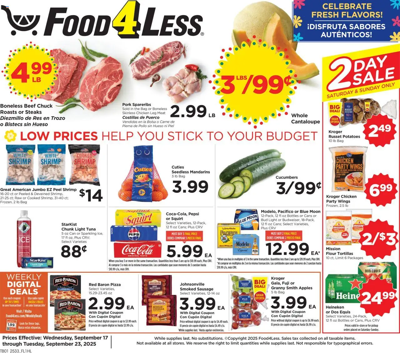 Food 4 Less Weekly Ad from 09/17/2025 - Flyer - Page number 1