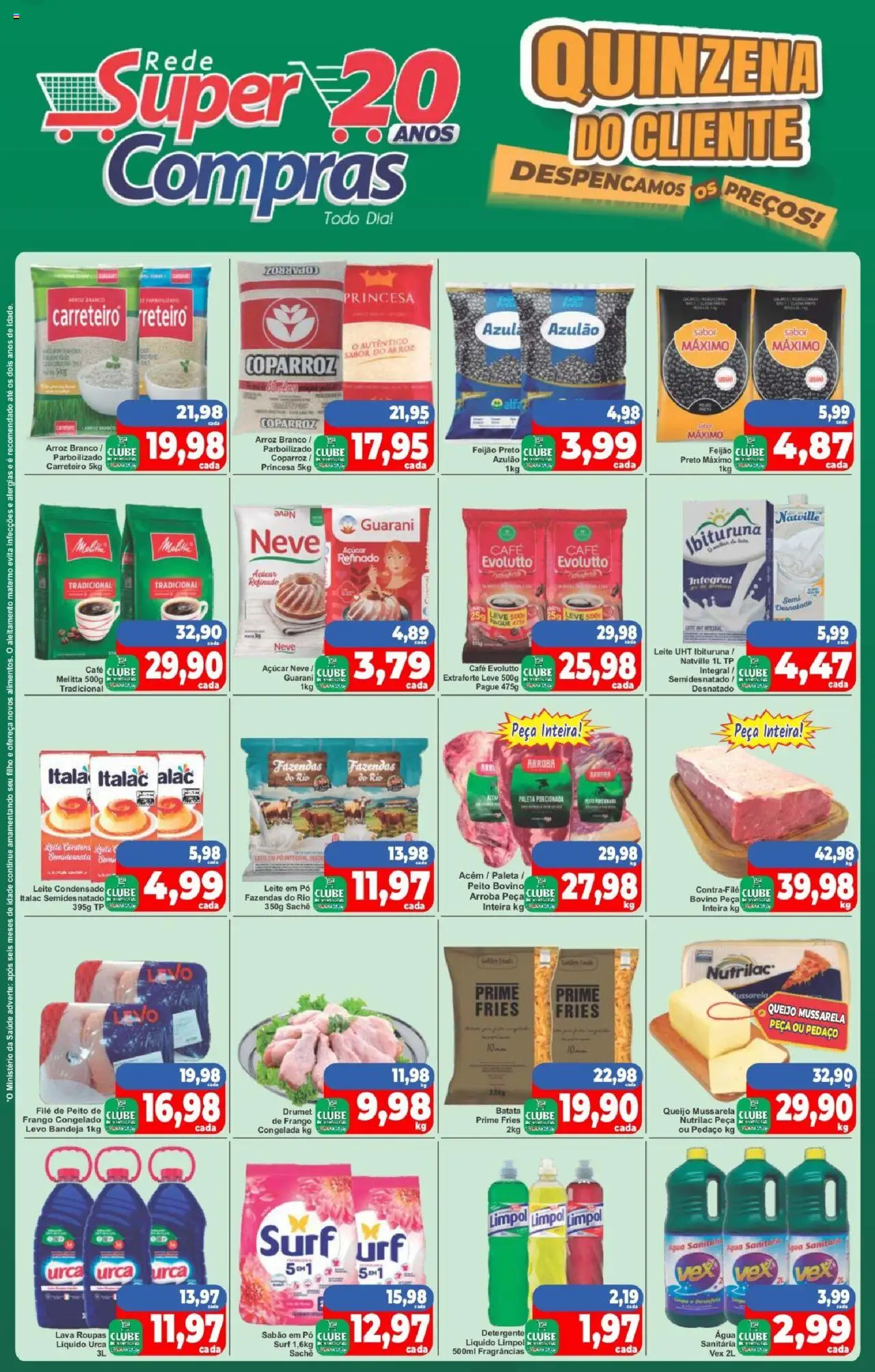 Rede Super Compras folheto "Ofertas da semana" válido a partir de 01/09/2025 - número de página 1 - Roupas, Feijão, Leite, Batata, Mussarela, Açúcar, Pó, Sabão