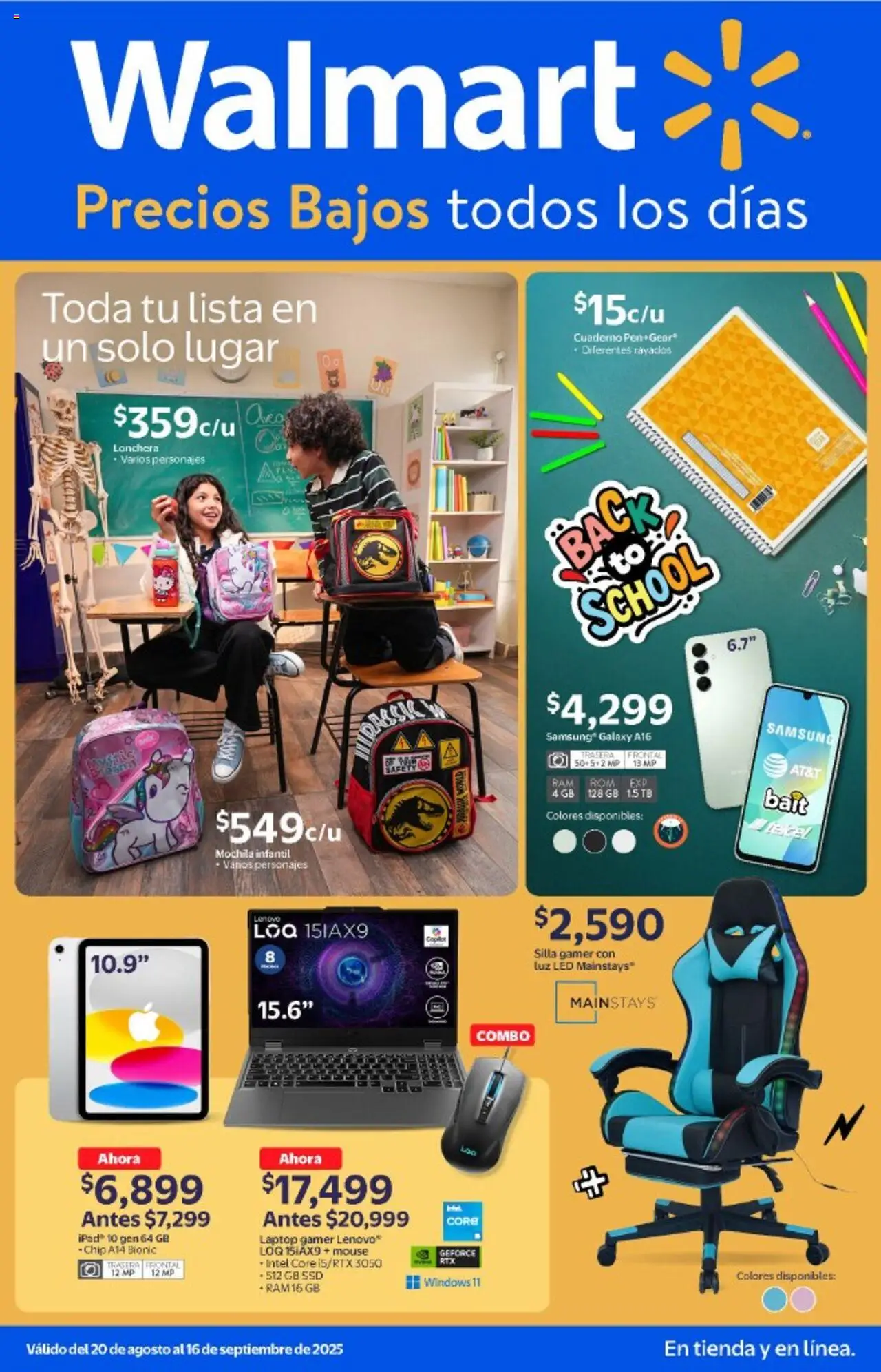 Folleto Regreso a Clases Walmart y sus promociones válidas desde el 20/08/2025 - Número de página 1