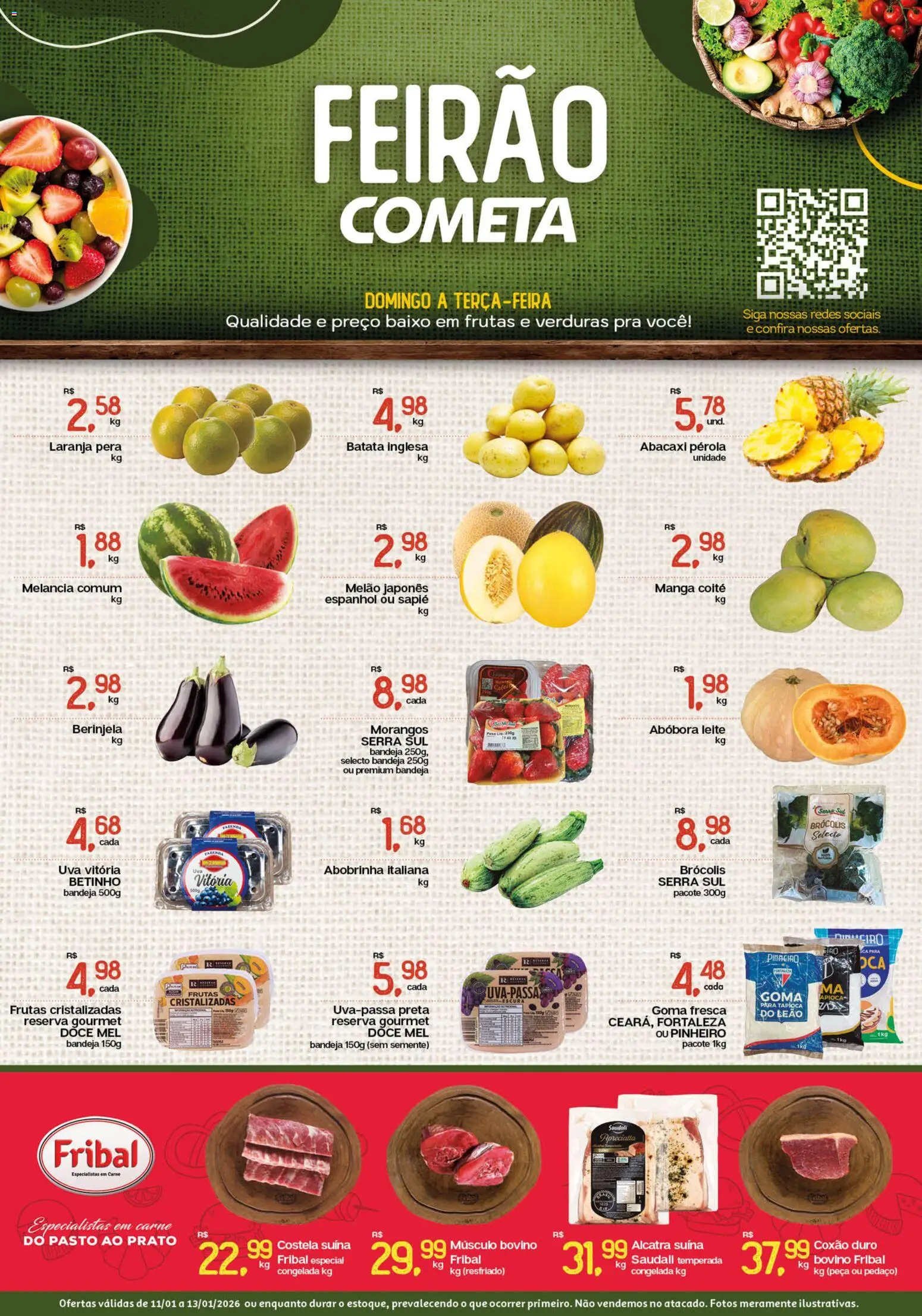 Pré-Visualização do folheto "Ofertas Feirão" da loja Cometa Supermercados válido a partir de 11/01/2026