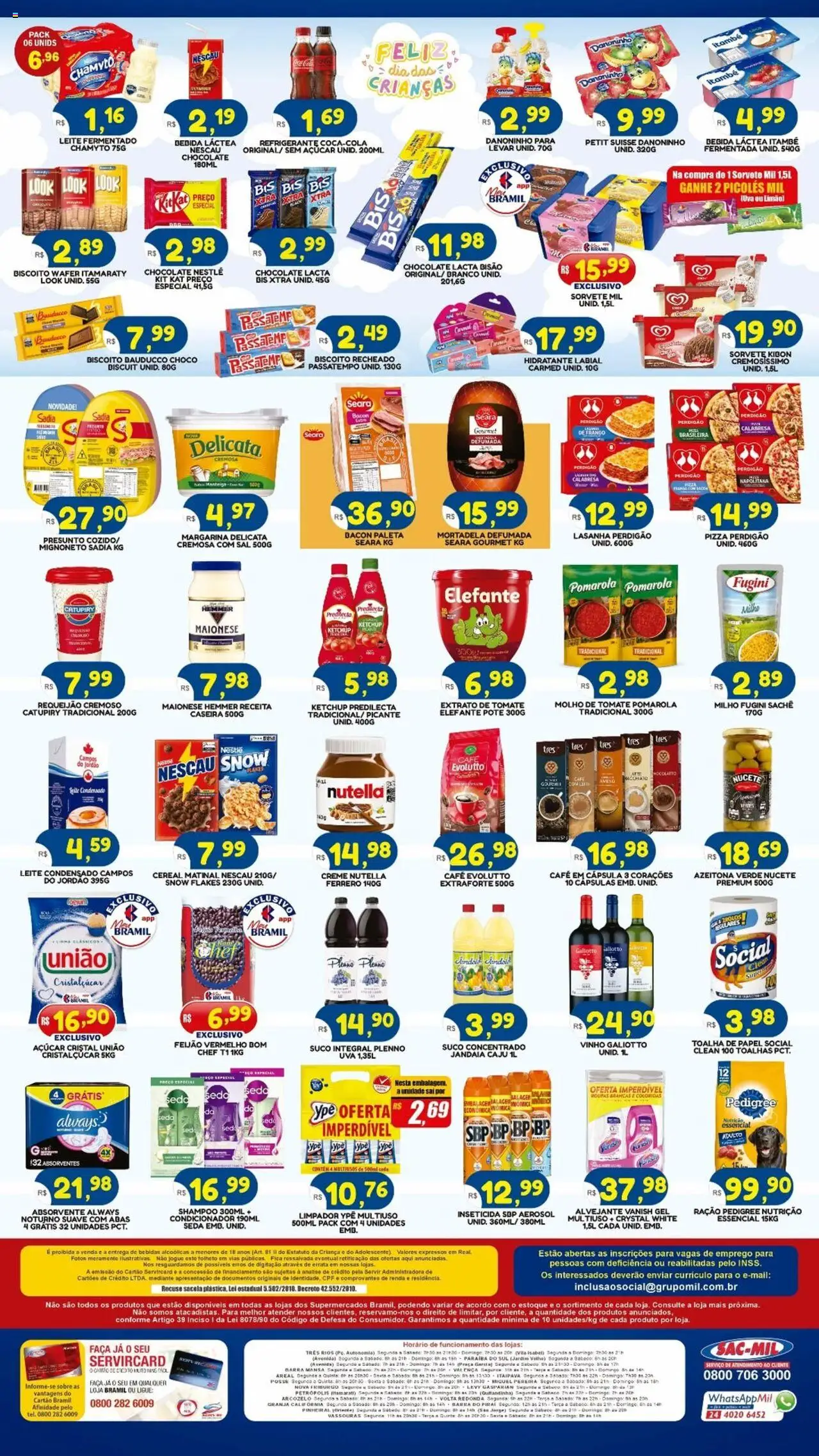 Bramil Supermercados folheto "Ofertas da semana" válido a partir de 10/10/2025 - número de página 1 - Chocolate, Lasanha, Nutella, Refrigerante, Nescau, Creme, Requeijão, Leite fermentado
