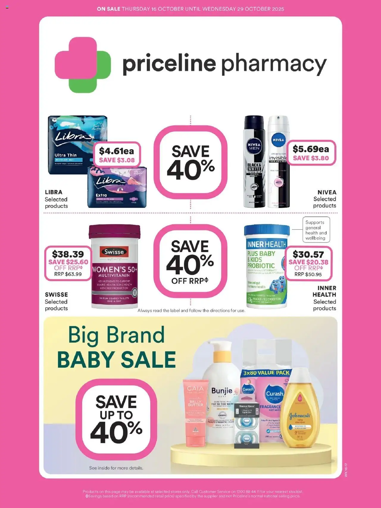 Preview of catalogue Big Brand Baby Sale from shop Priceline Pharmacy valid 16/10/2025