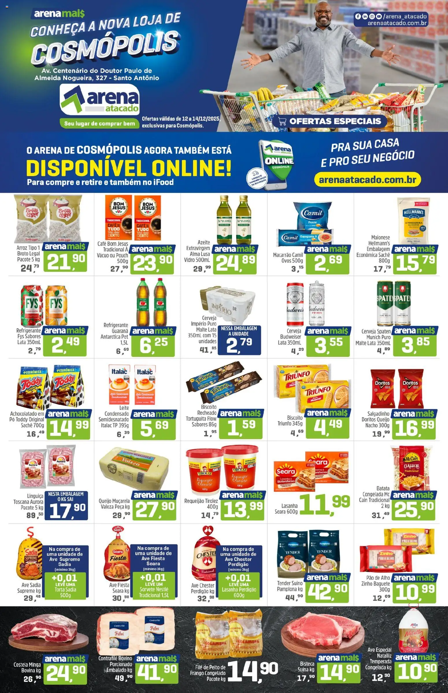 Pré-Visualização do folheto &quot;Ofertas da semana&quot; da loja Arena Atacado válido a partir de 12/12/2025 - Café, Lasanha, Pão, Queijo, Frango, Refrigerante, Alimentos, Pó