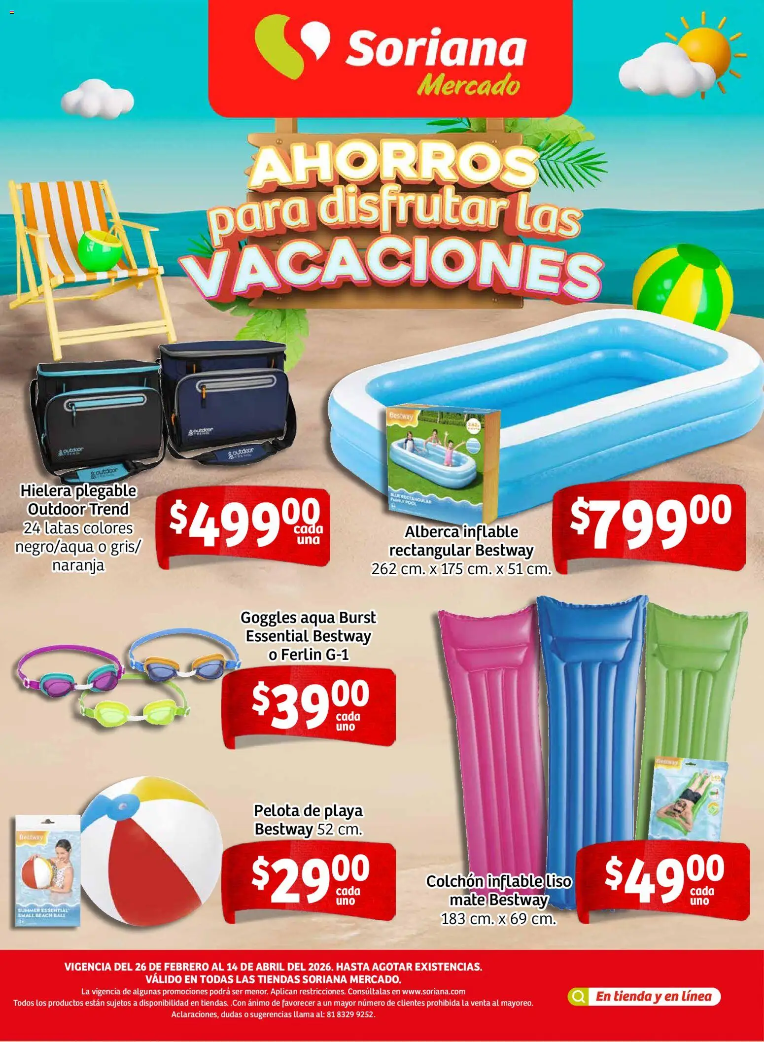 Vista previa las ofertas de la tienda Soriana - Ahorros para disfrutar las vacaciones Mercado Nacional desde el 26/02/2026 