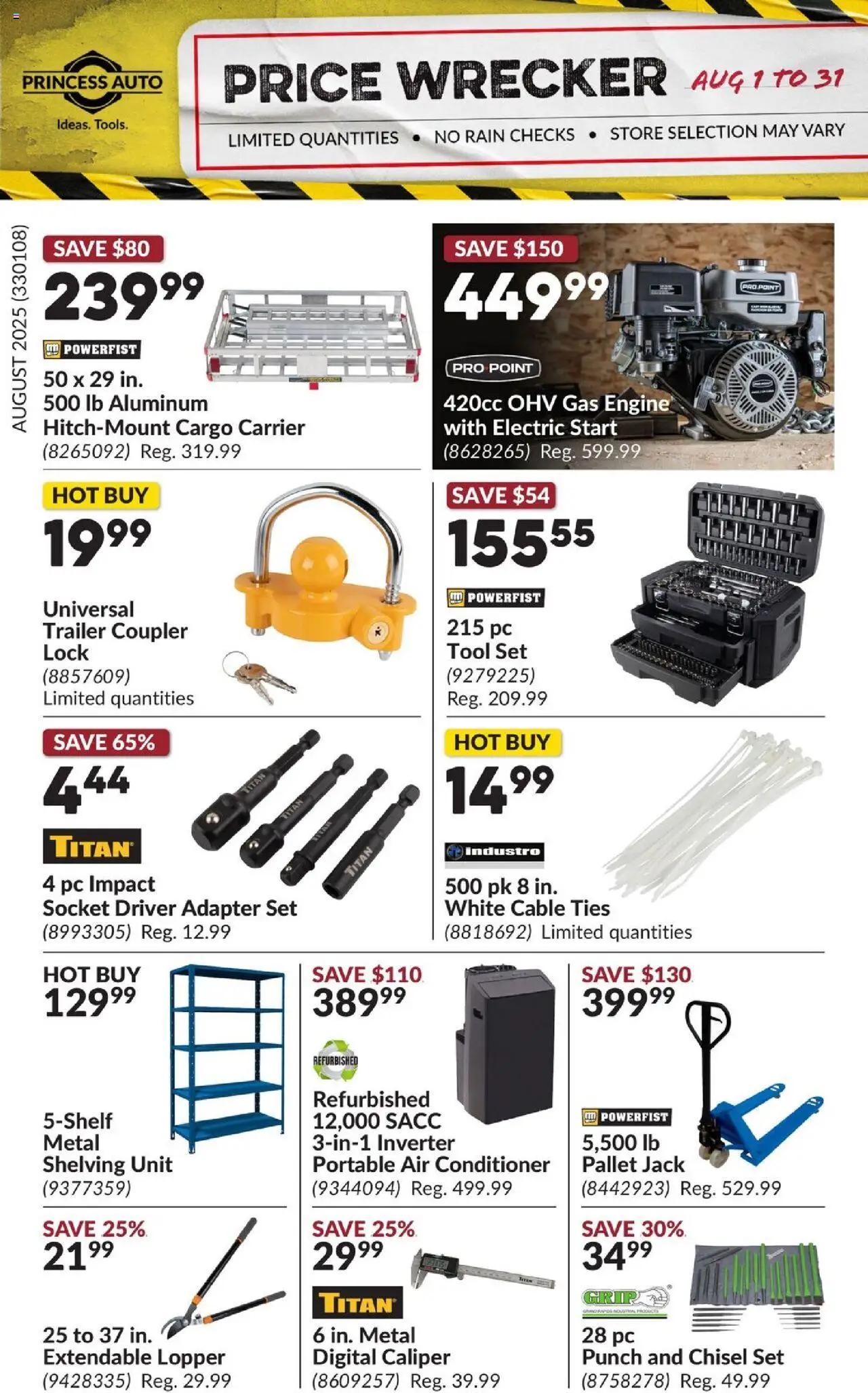 Princess Auto flyer valid from Aug 01, 2025 - page number 1
