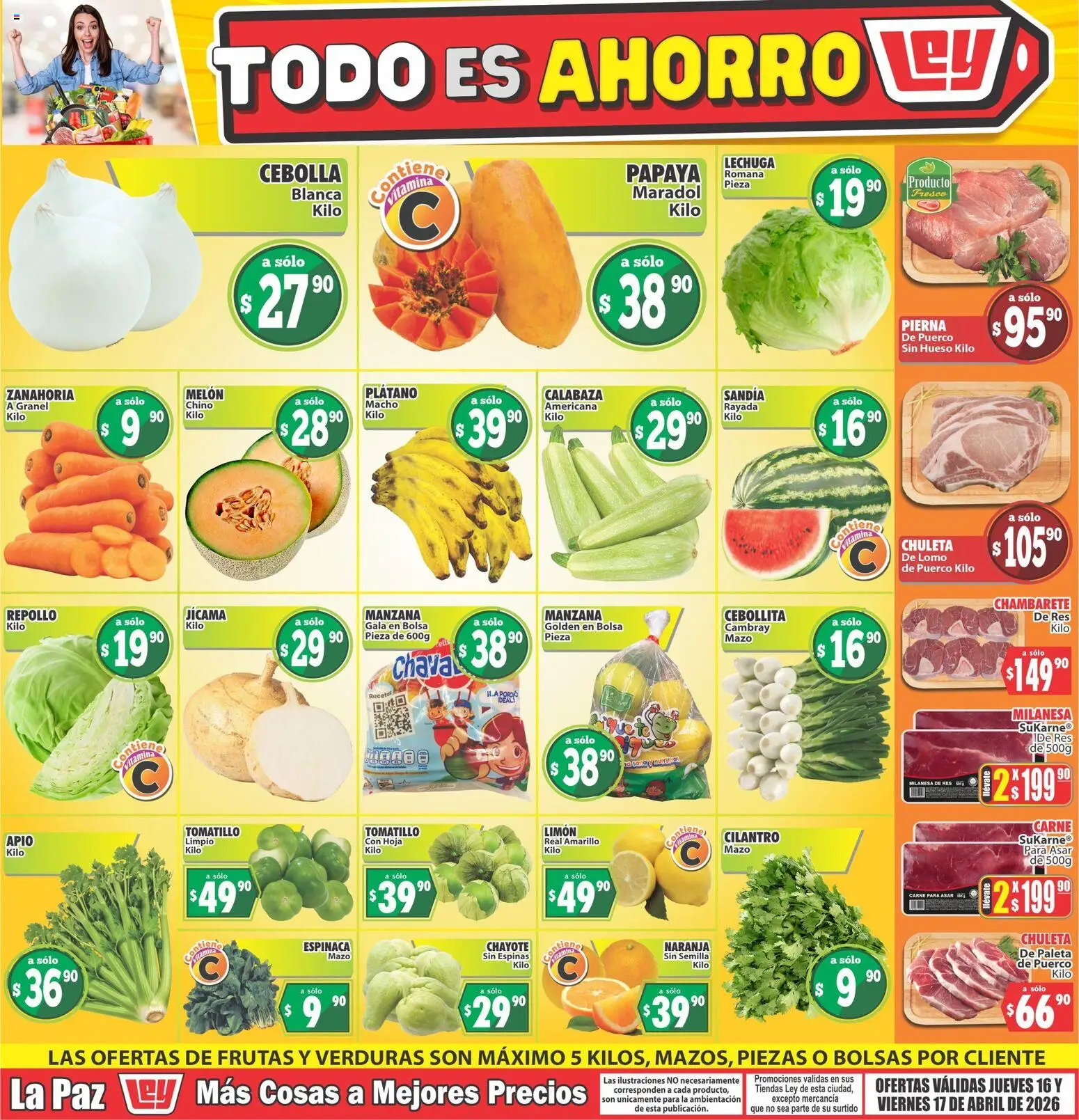 Vista previa las ofertas de la tienda Casa Ley - Casa Ley folleto Las ofertas de frutas y verdunas La Paz desde el 16/04/2026 