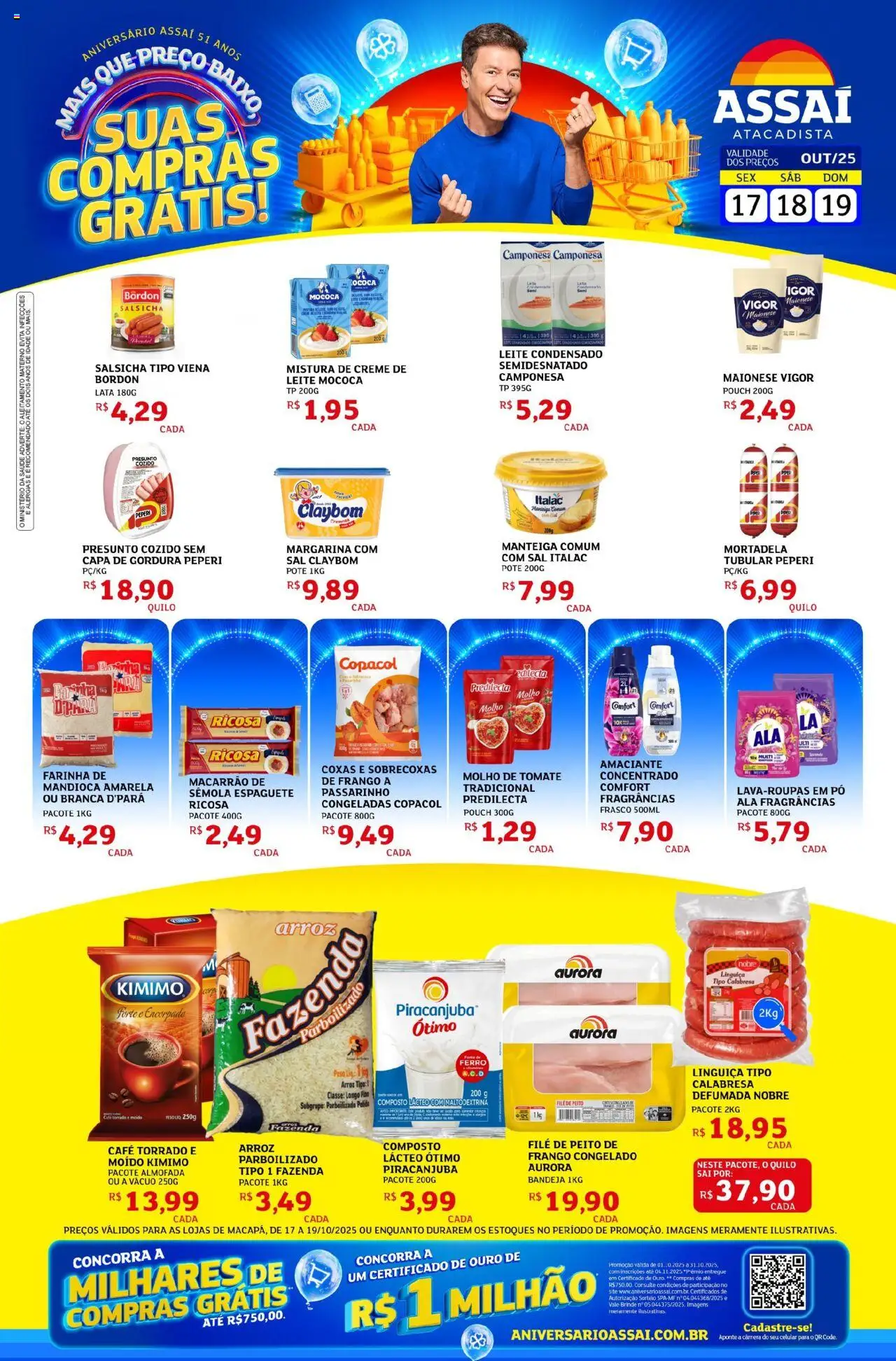 Assaí Atacadista folheto "Encarte - AP" válido a partir de 18/10/2025 - número de página 1 - Celular, Leite condensado, Leite, Manteiga, Maionese, Mandioca, Bandeja, Farinha