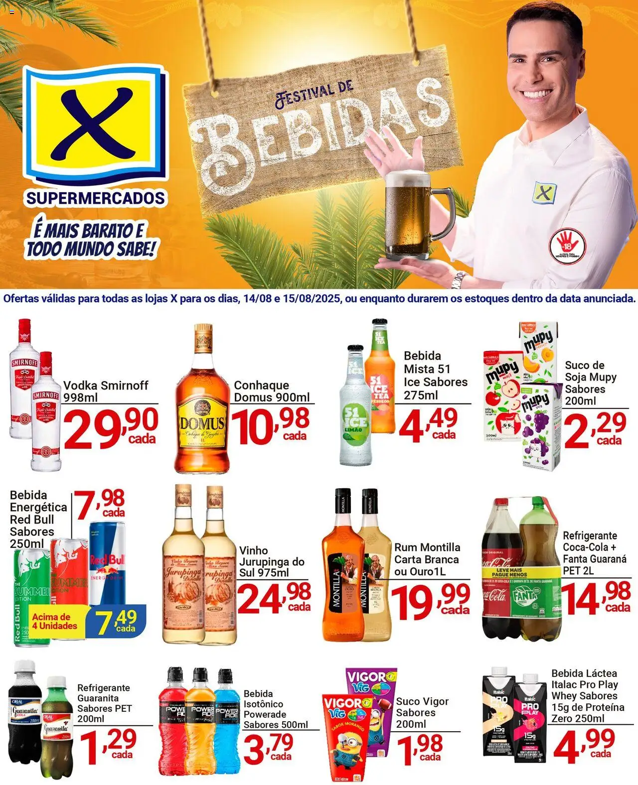 X Supermercados folheto "Ofertas Festival de Bebidas" válido a partir de 14/08/2025 - número de página 1