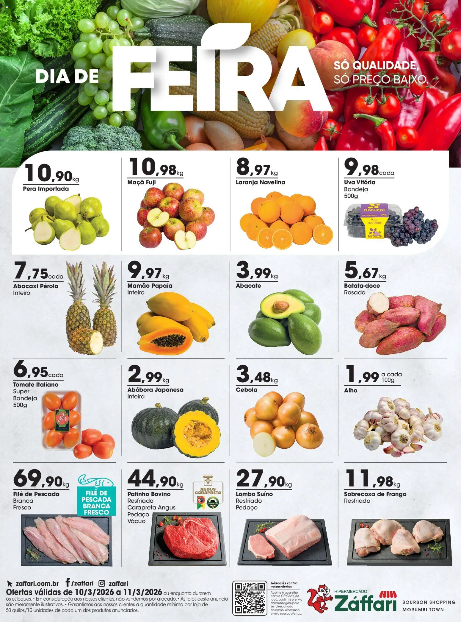 Pré-Visualização do folheto "Zaffari ofertas Dia de Feira - SP" da loja Zaffari válido a partir de 10/03/2026 - Frango, Tomate, Bourbon, Cebola, Bandeja, Alho, Lombo, Mamão