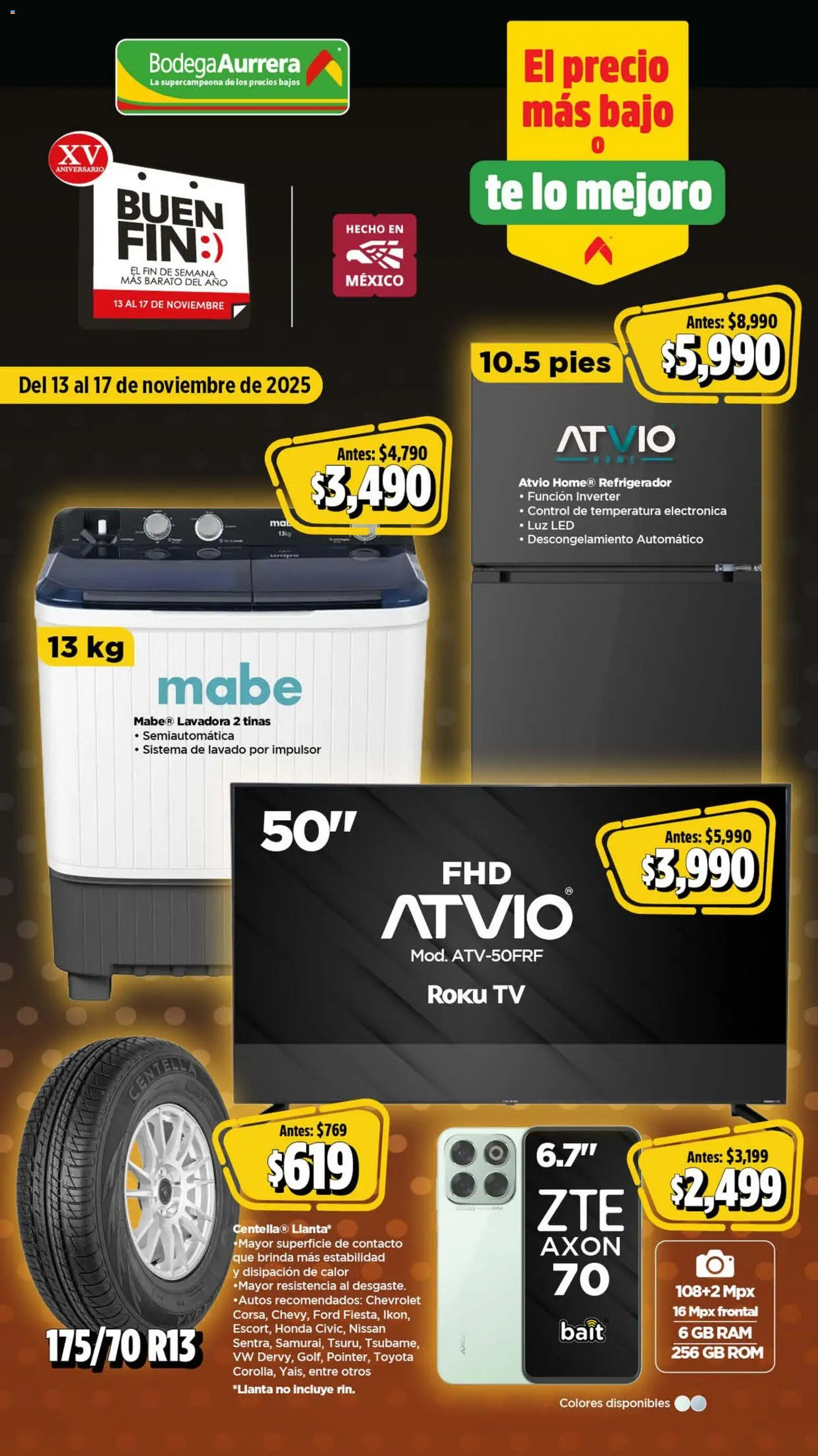 Vista previa las ofertas de la tienda Bodega Aurrerá - Buen Fin desde el 13/11/2025 - Refrigerador, Lavadora, Té, Luz LED