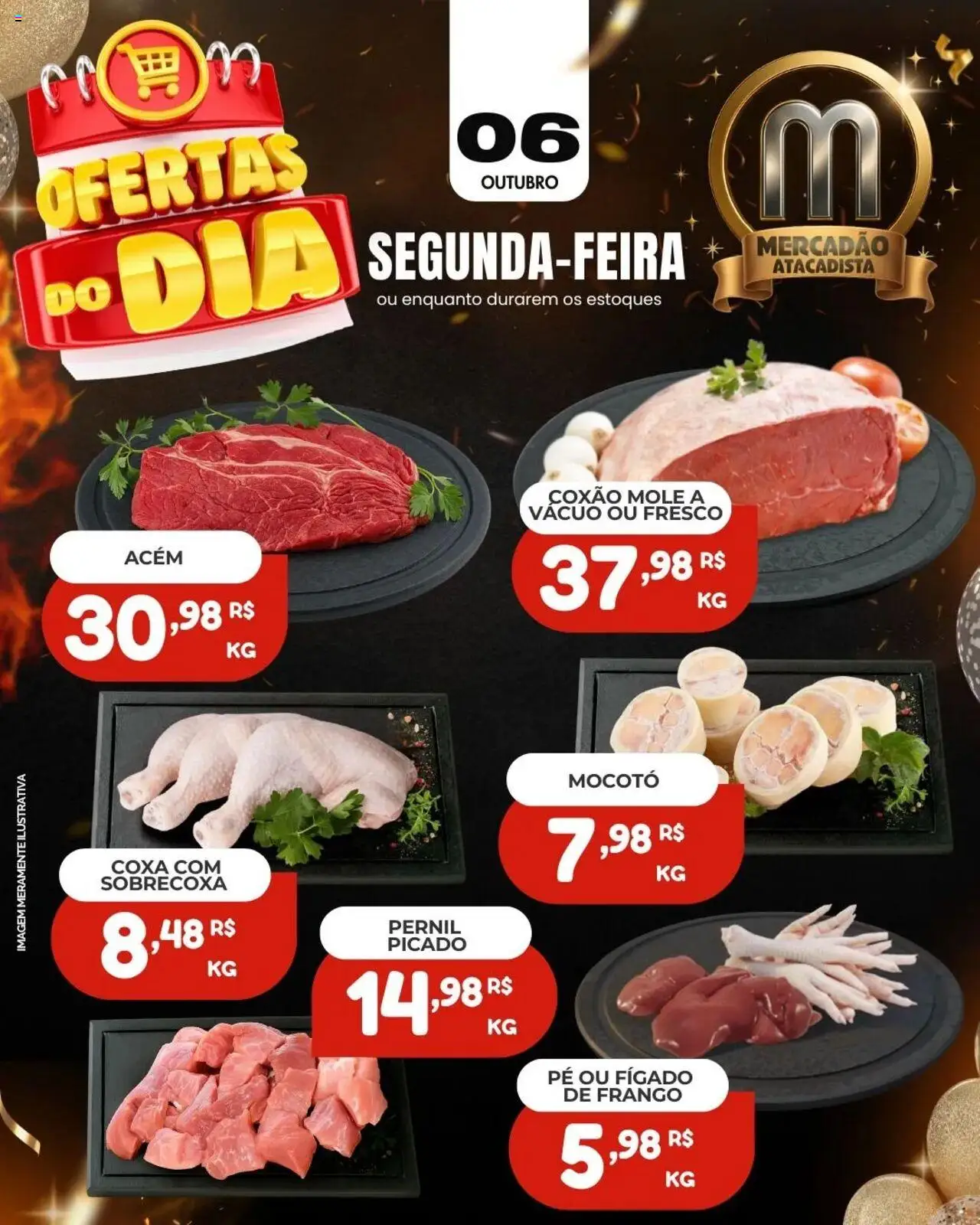 Mercadão Atacadista folheto "Ofertas do Açougue" válido a partir de 06/10/2025 - número de página 1 - Frango, Fígado, Pernil, Fígado de frango, Acém, Coxão mole