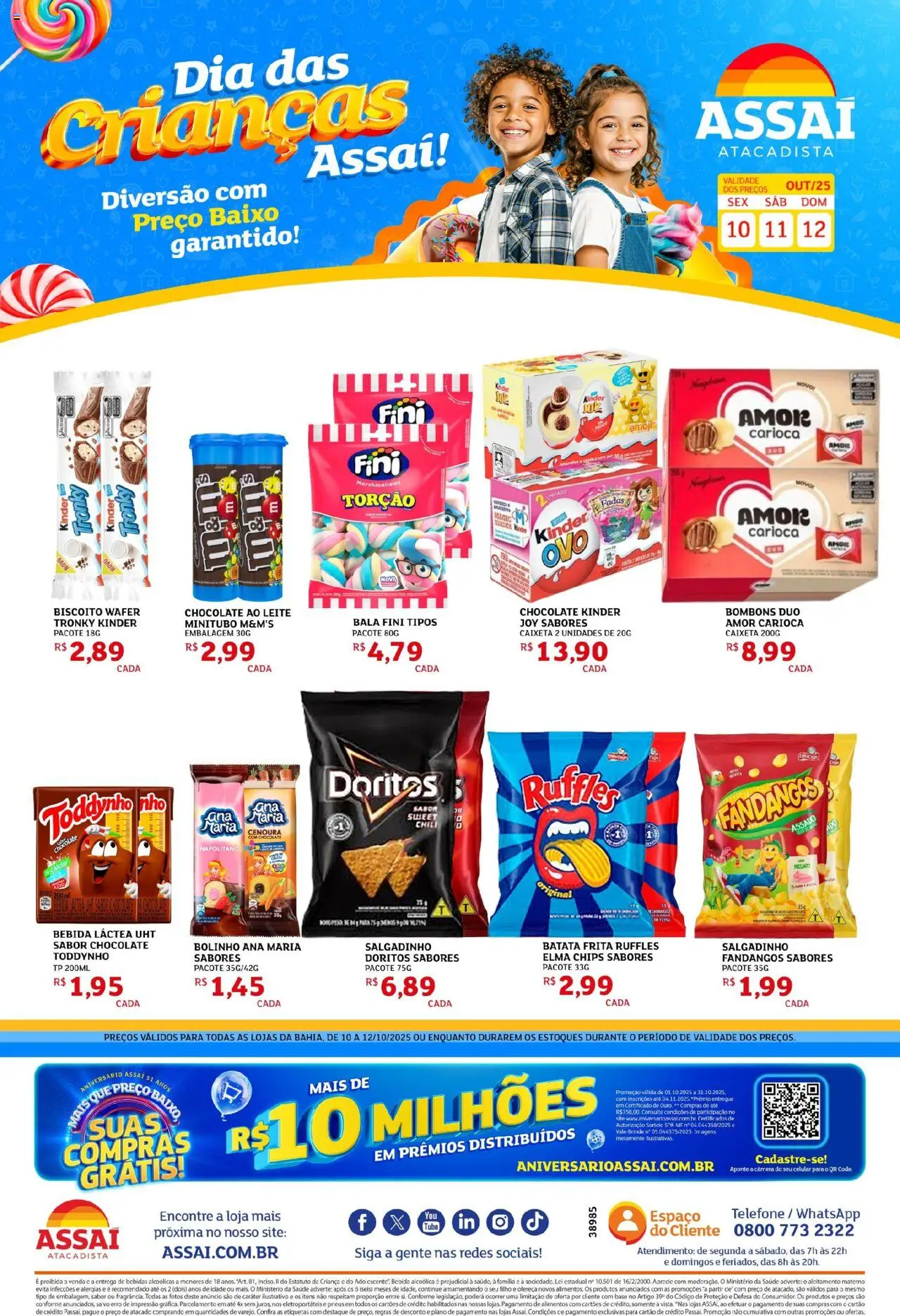 Assaí Atacadista folheto "Encarte - BA" válido a partir de 10/10/2025 - número de página 1 - Telefone, Câmera, Chocolate, Elma Chips, Cenoura, Alimentos, Baixo, Neugebauer