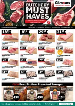 Preview of catalogue Butchery Must Haves from shop Gilmours valid 15 Dec 2025