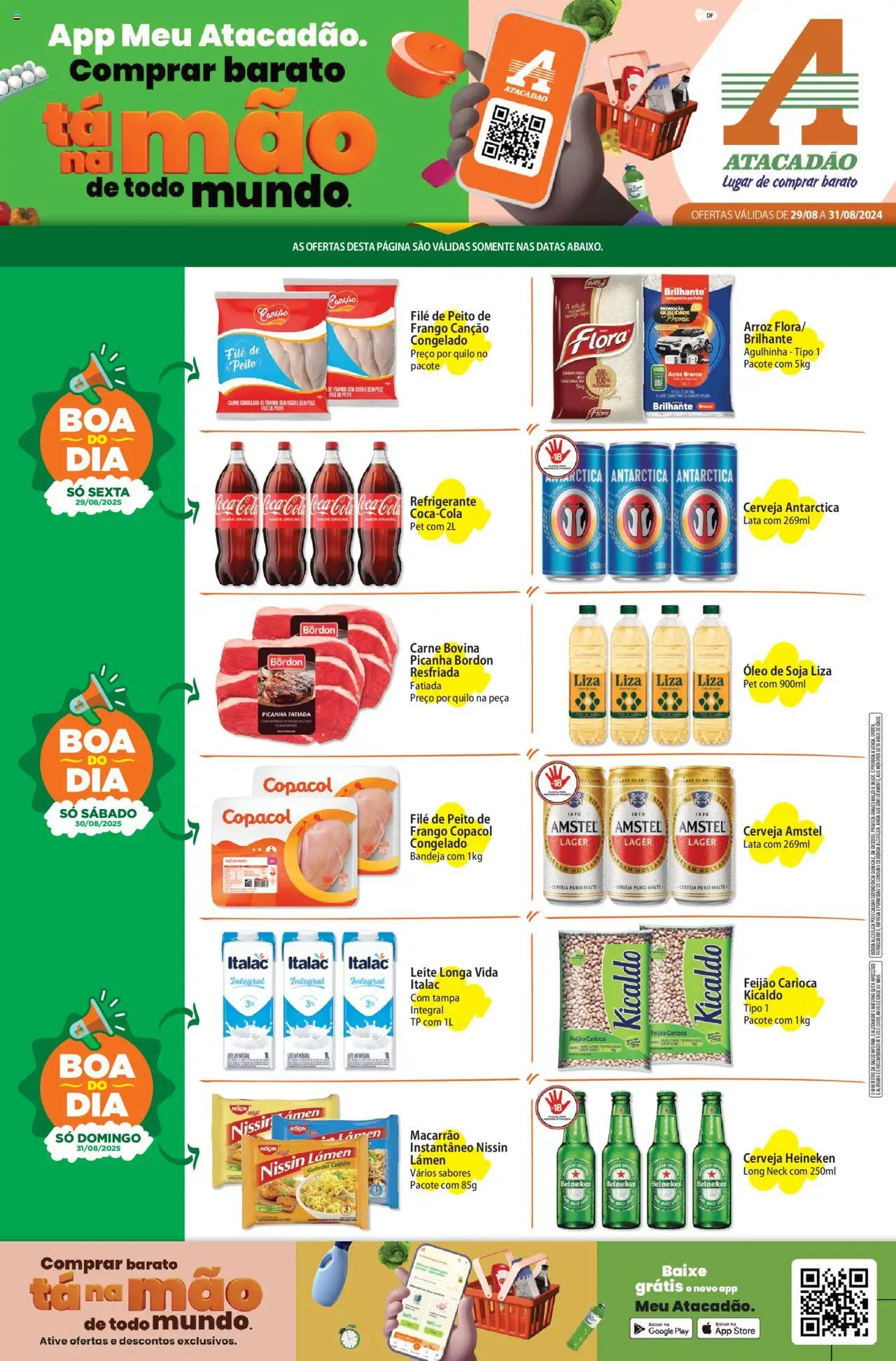 Atacadão folheto "Ofertas - DF" válido a partir de 29/08/2025 - número de página 1 - Cerveja, Óleo, Cerveja Heineken, Frango, Refrigerante, Cola, Leite longa vida, Picanha Bordon