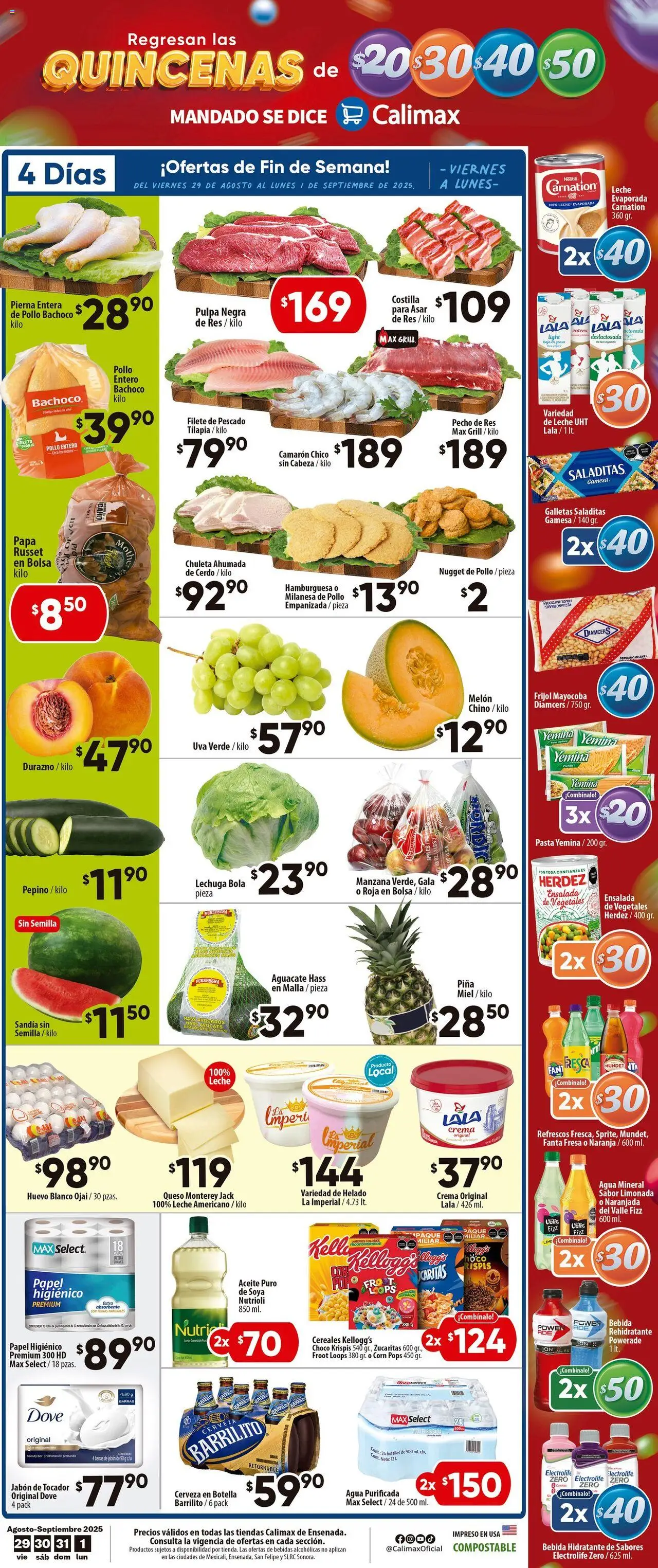 Folleto Ensenada Calimax y sus promociones válidas desde el 29/08/2025 - Número de página 1