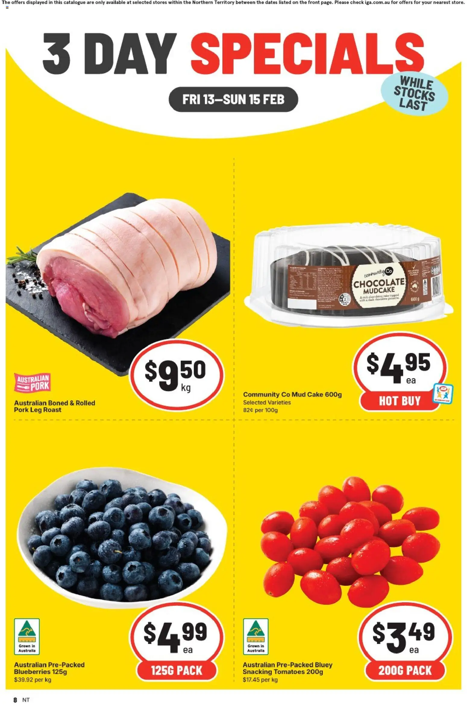Preview of catalogue 3 Day Specials NT from shop IGA valid 13/02/2026