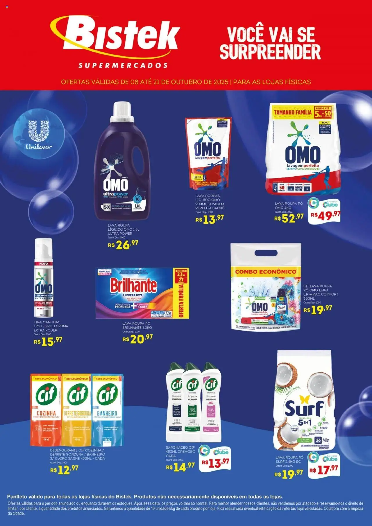 Bistek Supermercados folheto "Ofertas Unilever" válido a partir de 08/10/2025 - número de página 1
