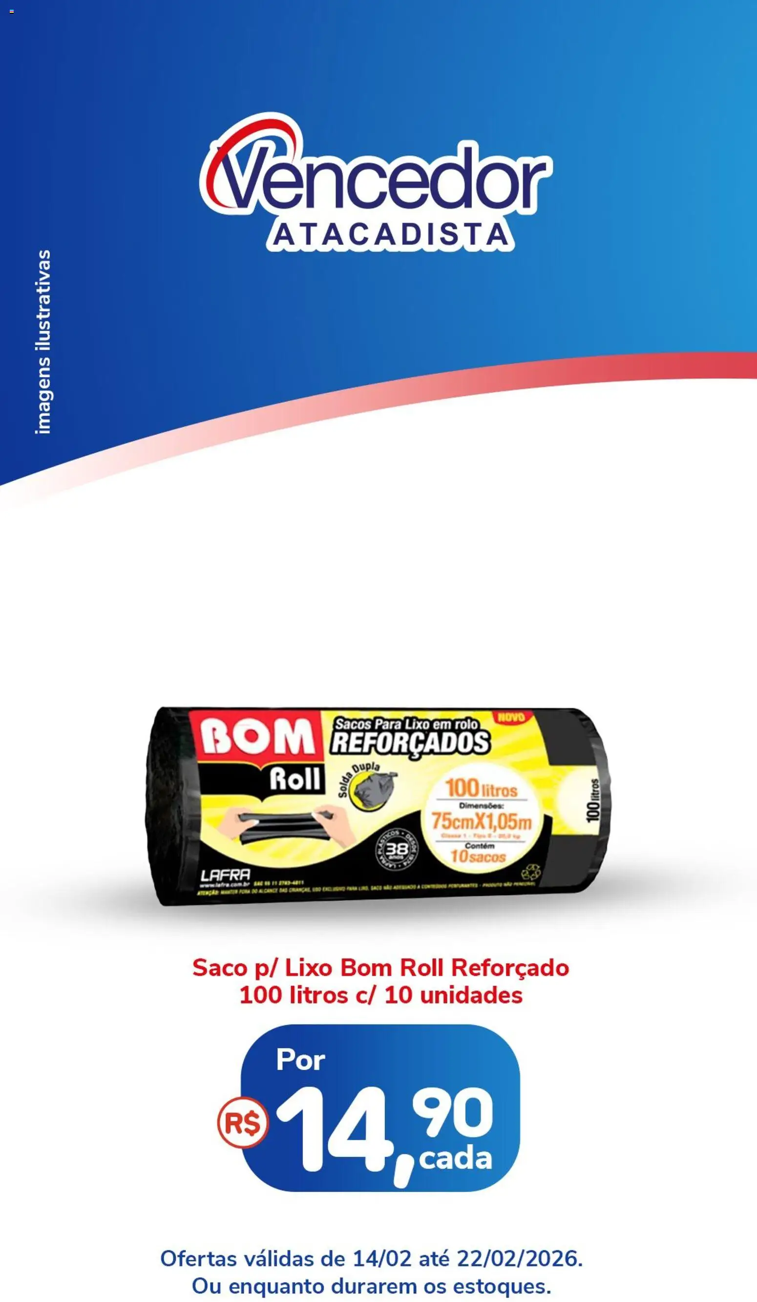 Pré-Visualização do folheto "Ofertas da semana" da loja Vencedor Atacadista válido a partir de 14/02/2026 - Rolo