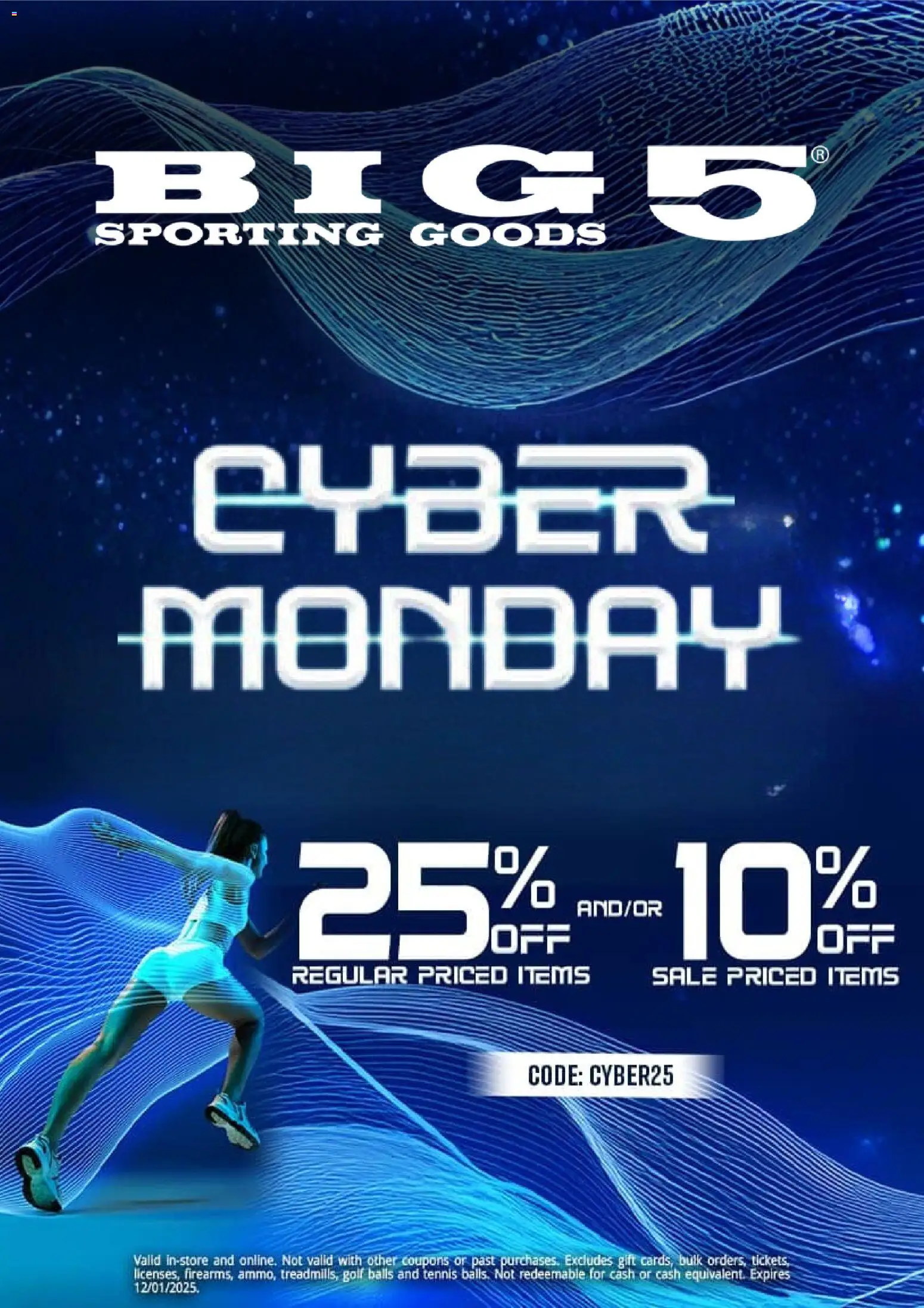 Ad Preview of Big 5 Sporting Goods Cyber Monday from 12/01/2025