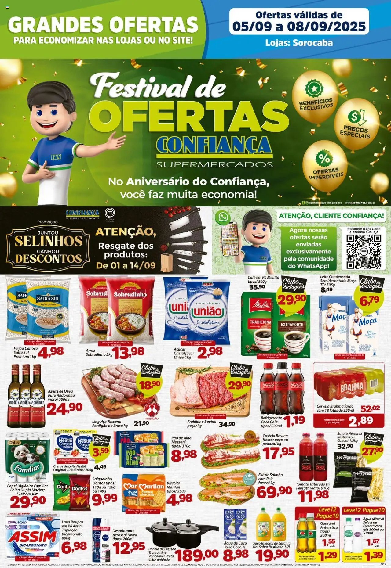 Confiança folheto "Festival de Ofertas" válido a partir de 05/09/2025 - número de página 1 - Coco, Batatas, Azeite, Tomate, Suco, Pó, Alho, Água mineral