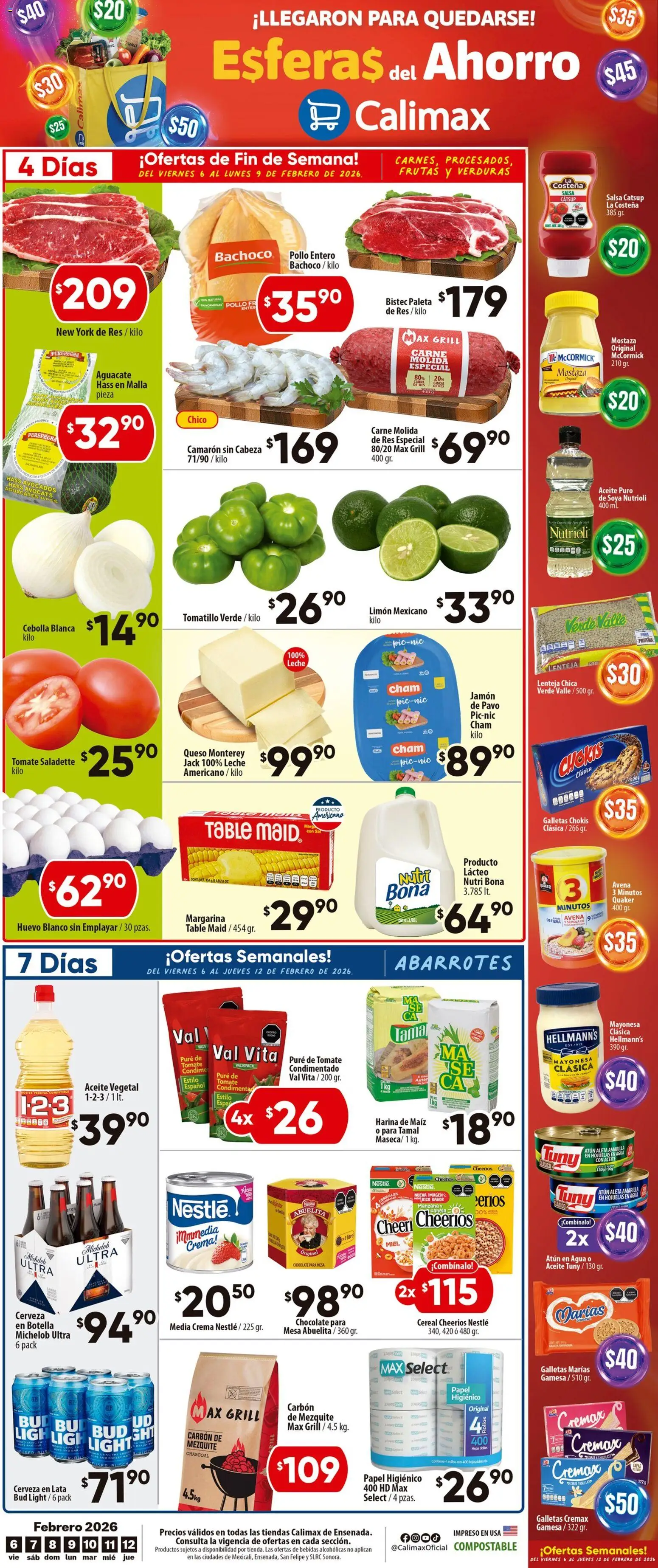 Vista previa las ofertas de la tienda Calimax - Folleto Ensenada desde el 06/02/2026 - Limón, Mesa, Crema, Cebolla, Paleta, Miel, Mostaza, Malla