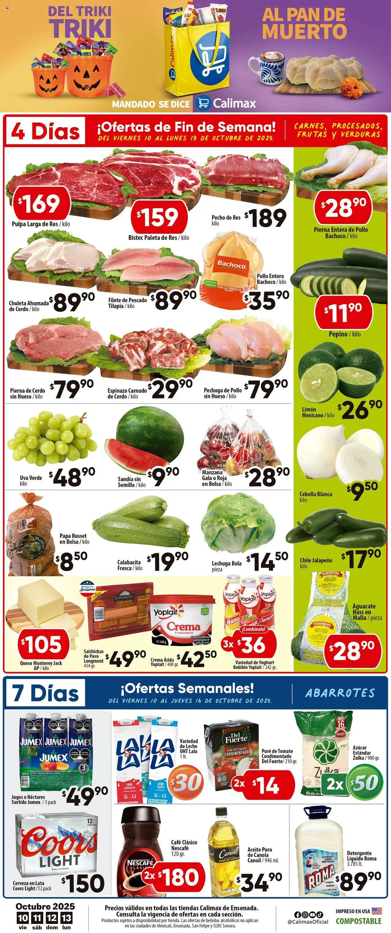Folleto Ensenada Calimax y sus promociones válidas desde el 10/10/2025 - Número de página 1
