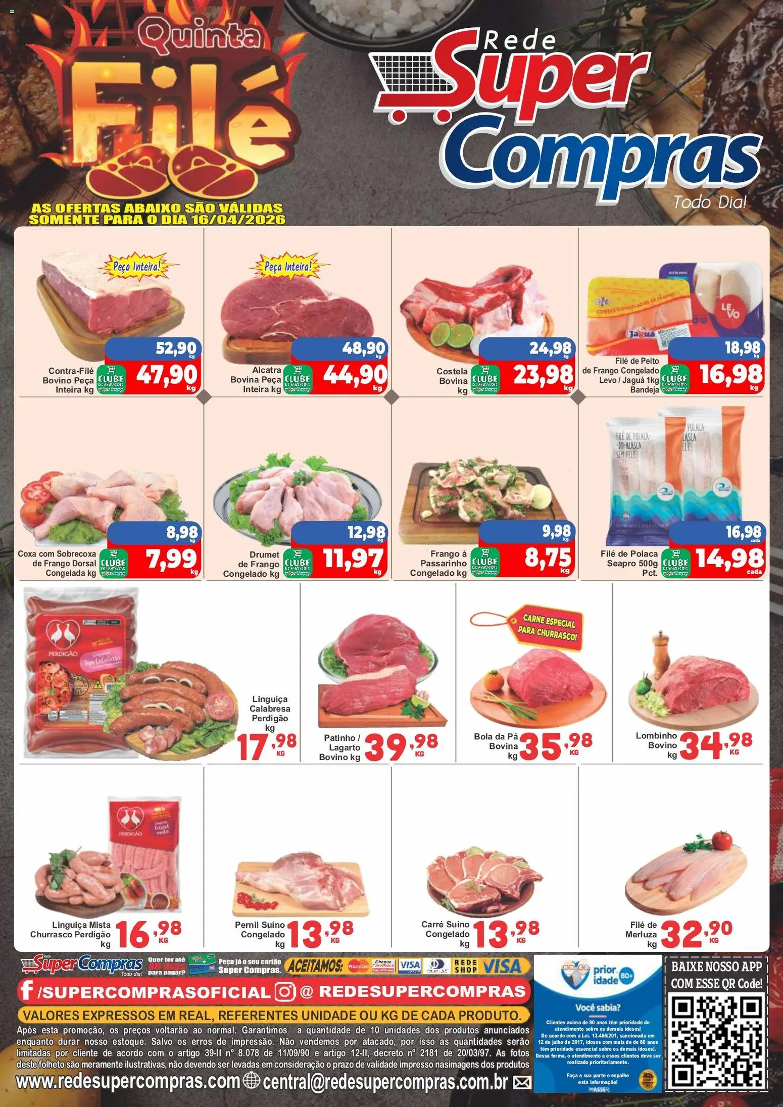 Pré-Visualização do folheto "Rede Super Compras ofertas do Dia" da loja Rede Super Compras válido a partir de 16/04/2026