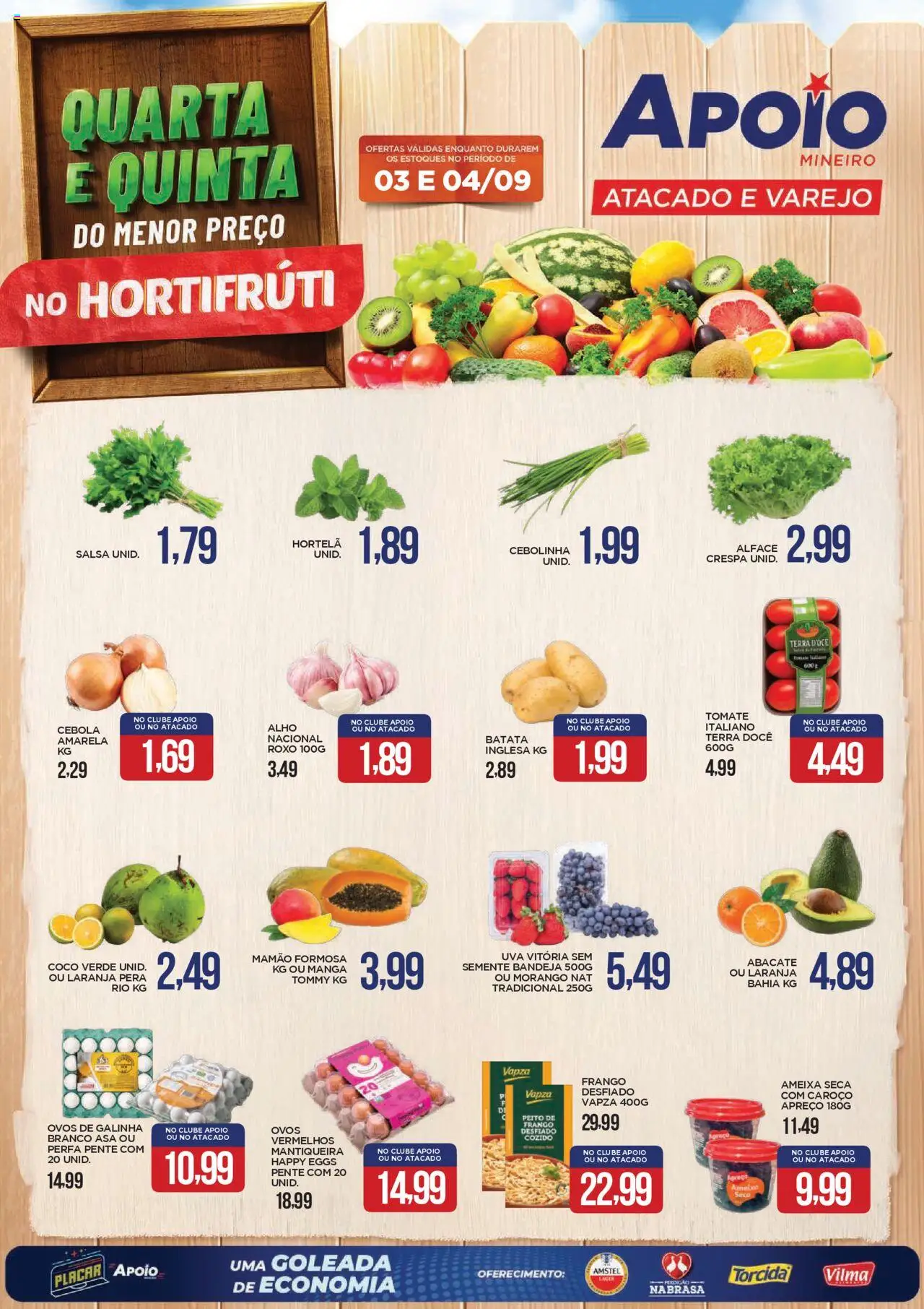 Apoio Mineiro folheto "Ofertas Quarta e Quinta" válido a partir de 03/09/2025 - número de página 1 - Coco, Manga, Pera, Hortelã, Alface, Salsa, Alho, Pente