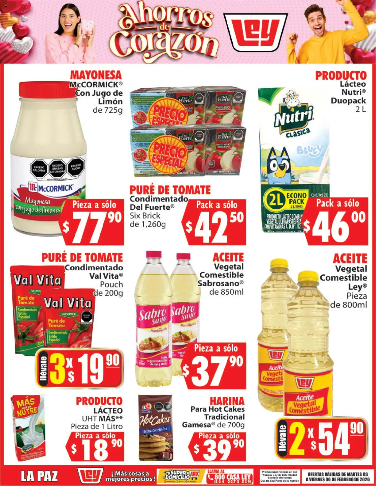 Vista previa las ofertas de la tienda Casa Ley - Folleto Ahorros de Corazón desde el 03/02/2026 - Limón, Mantequilla, Limones, Jugo, Aceite, Mayonesa, Pure de Tomate, Puré