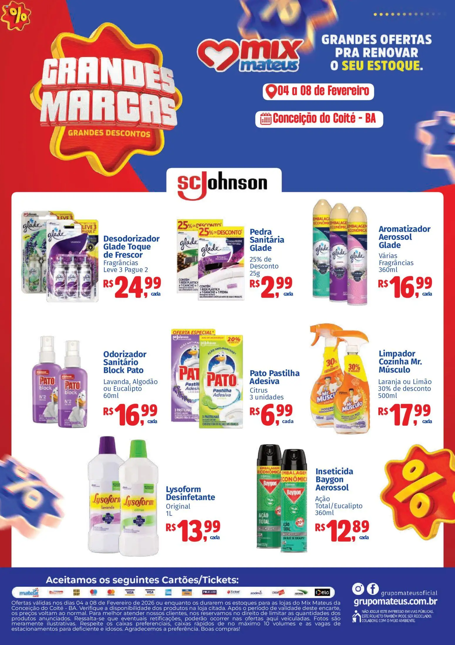 Pré-Visualização do folheto "Ofertas Grandes Marcas – SC Johnson" da loja Mateus válido a partir de 04/02/2026