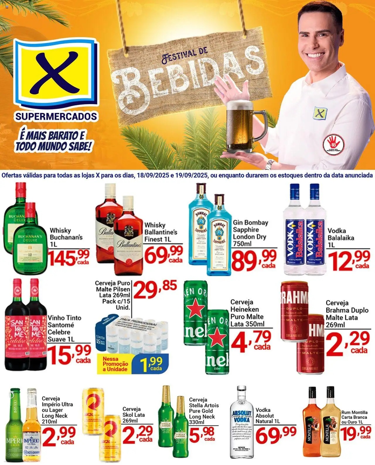 X Supermercados folheto "Ofertas Festival de Bebidas" válido a partir de 18/09/2025 - número de página 1