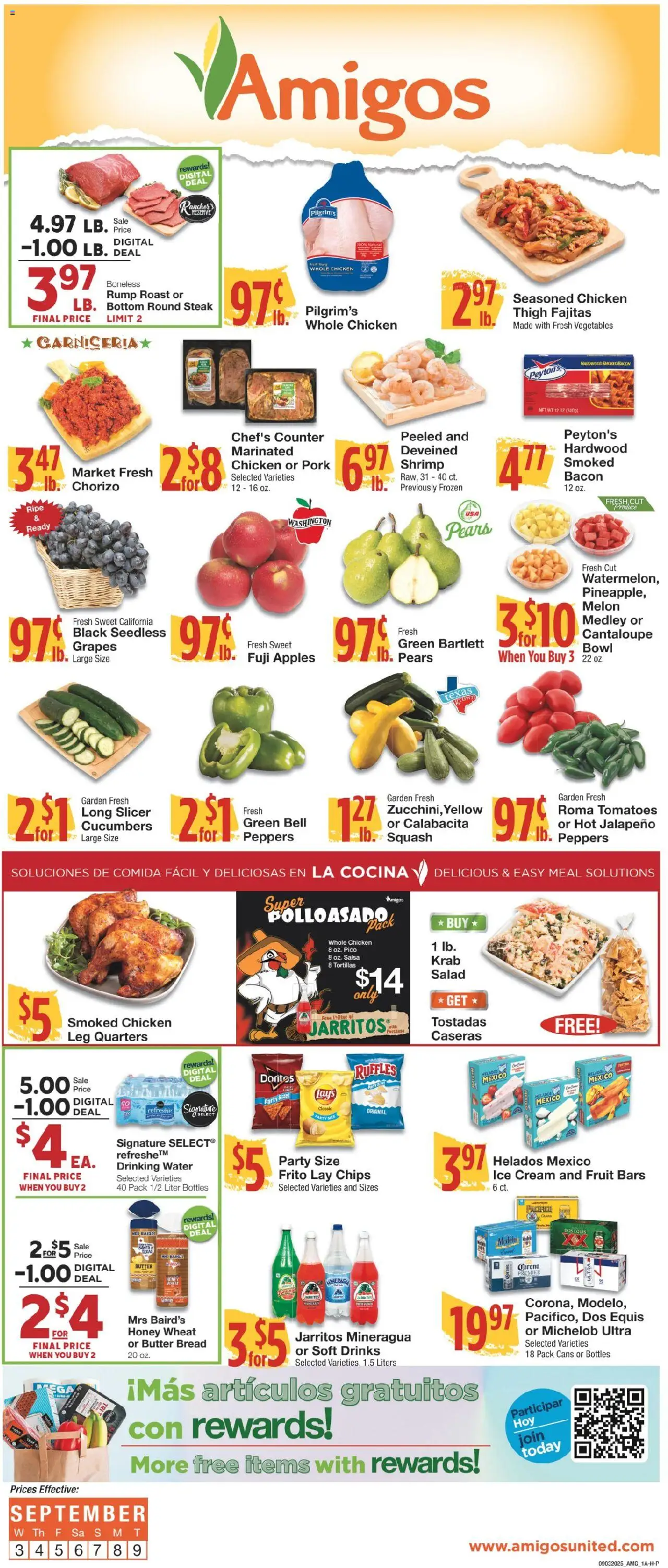 United Supermarkets Ad from 09/03/2025 - Flyer - Page number 1 - Water, Fruit, Vegetables, Butter, Peppers, Pork, Melon, Slicer