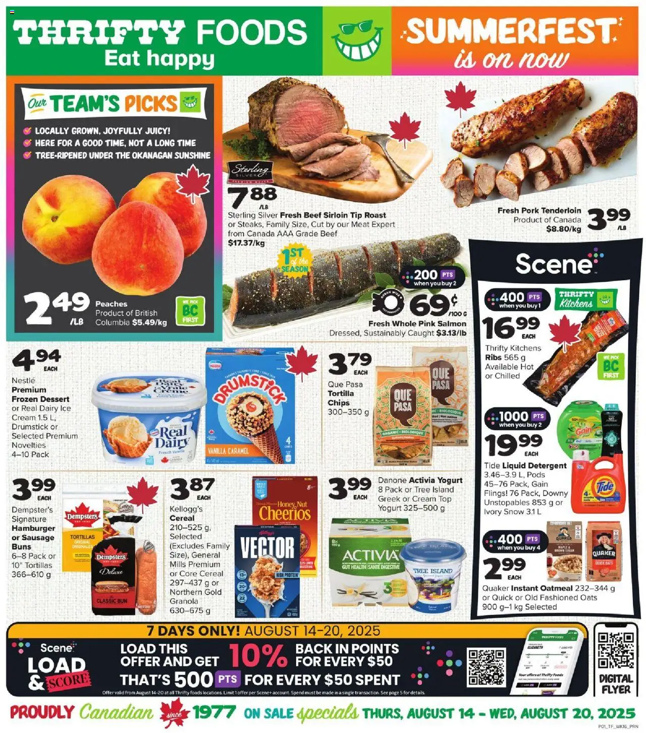 Thrifty Foods flyer valid from Aug 14, 2025 - page number 1