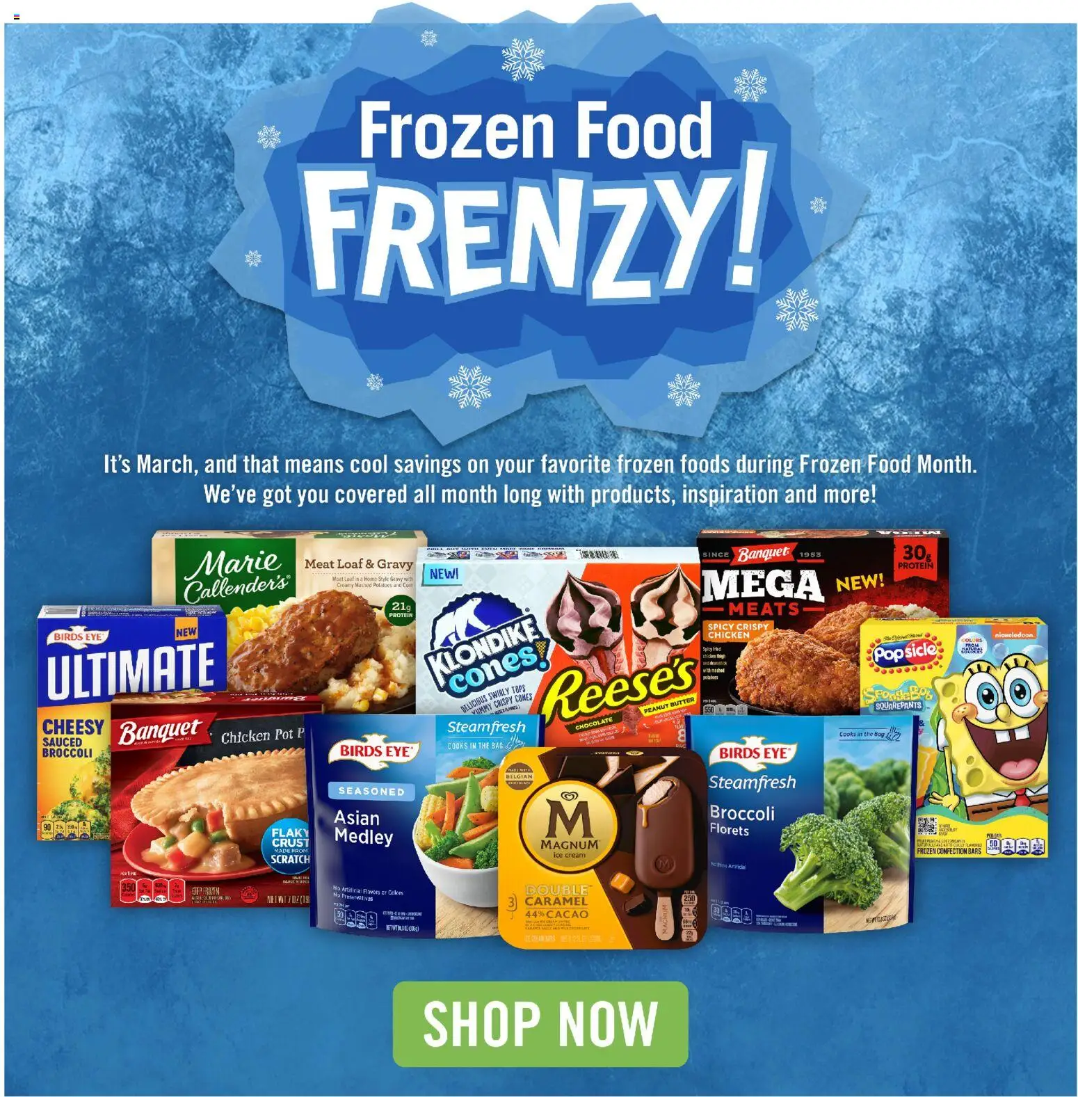 Ad Preview of Price Chopper Price Chopper Frozen Food Frenzy from 03/22/2026 - Ice cream, Chocolate, Broccoli, Potatoes, Butter, Peanut butter, Bag, Cream