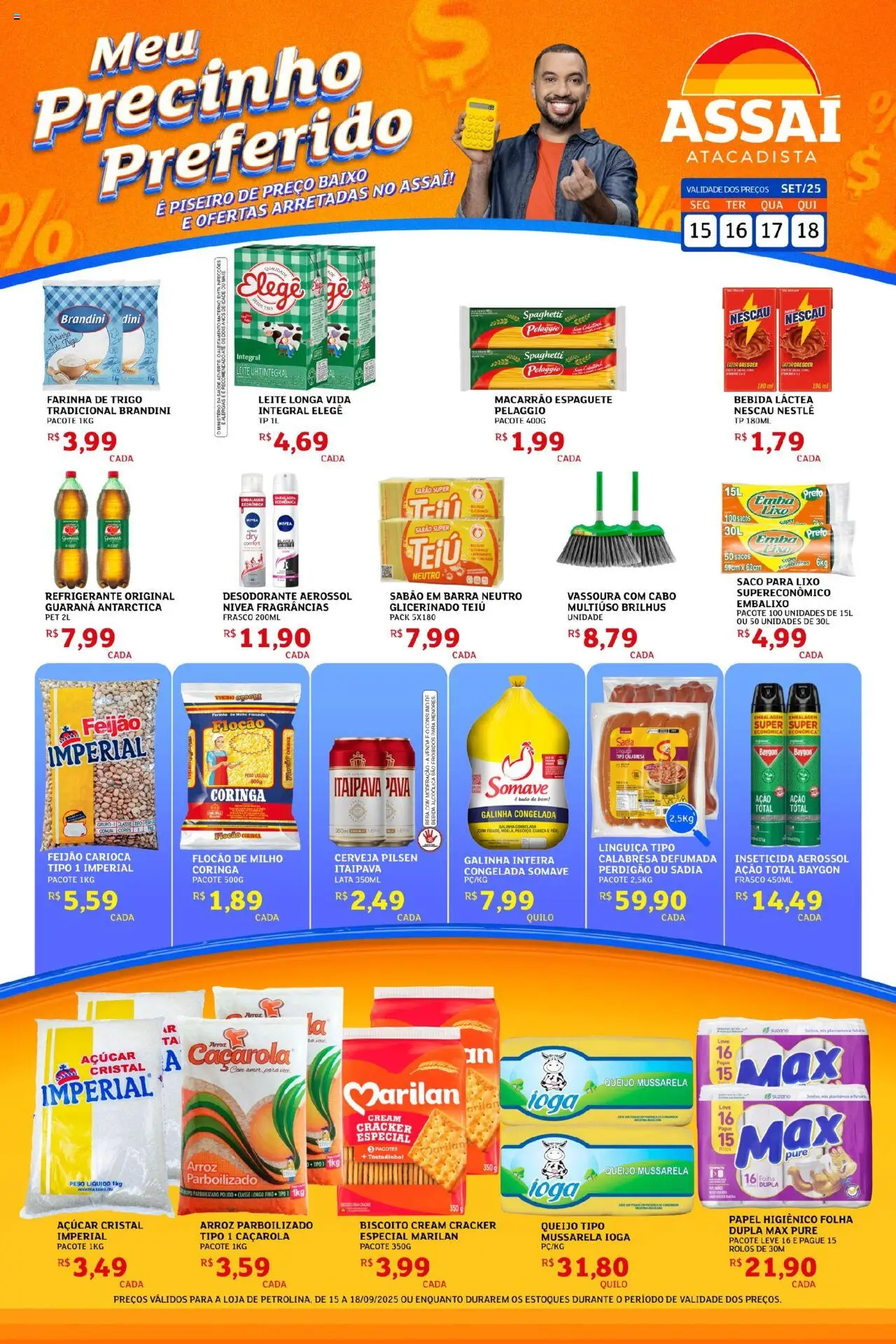 Assaí Atacadista folheto "Encarte - PE" válido a partir de 15/09/2025 - número de página 1 - Desodorante, Bebida, Feijão, Vassoura, Guaraná, Cream cracker, Cabo, Sabão