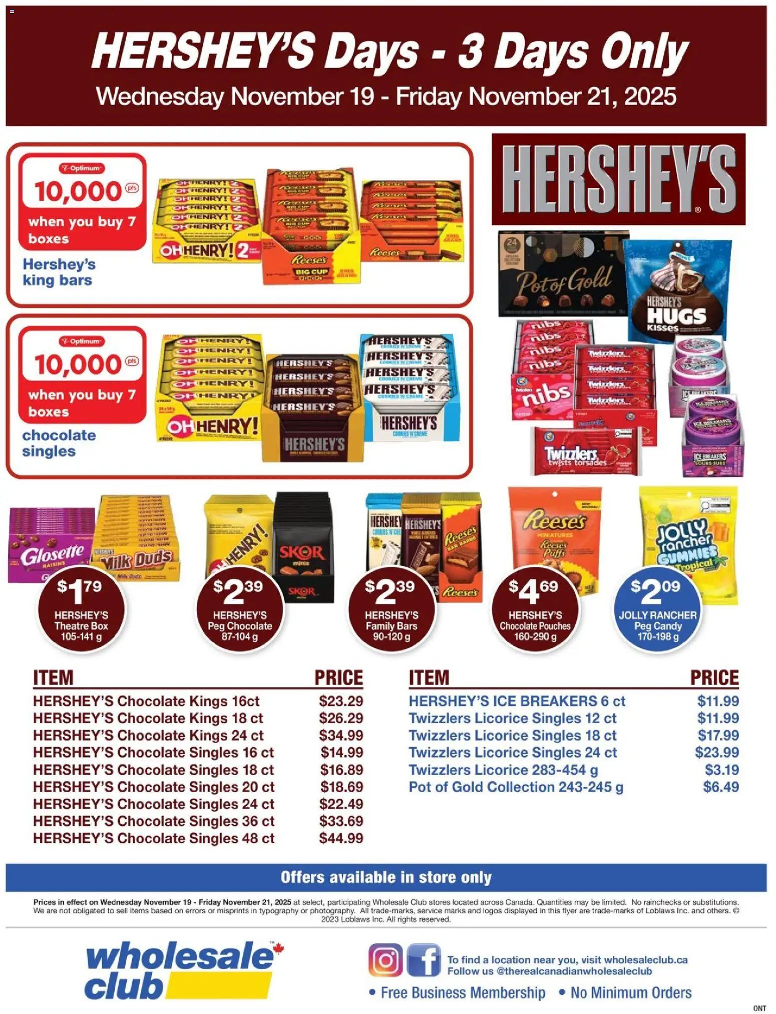 Preview of leaflet Hershey's Days from shop Wholesale Club is valid from Nov 19, 2025