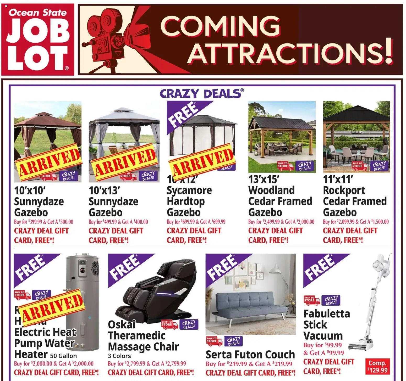 Ad Preview of Ocean State Job Lot Ocean State Job Lot Ad from 03/26/2026 - Water, Couch, Vacuum, Chair, Pump, Massage Chair