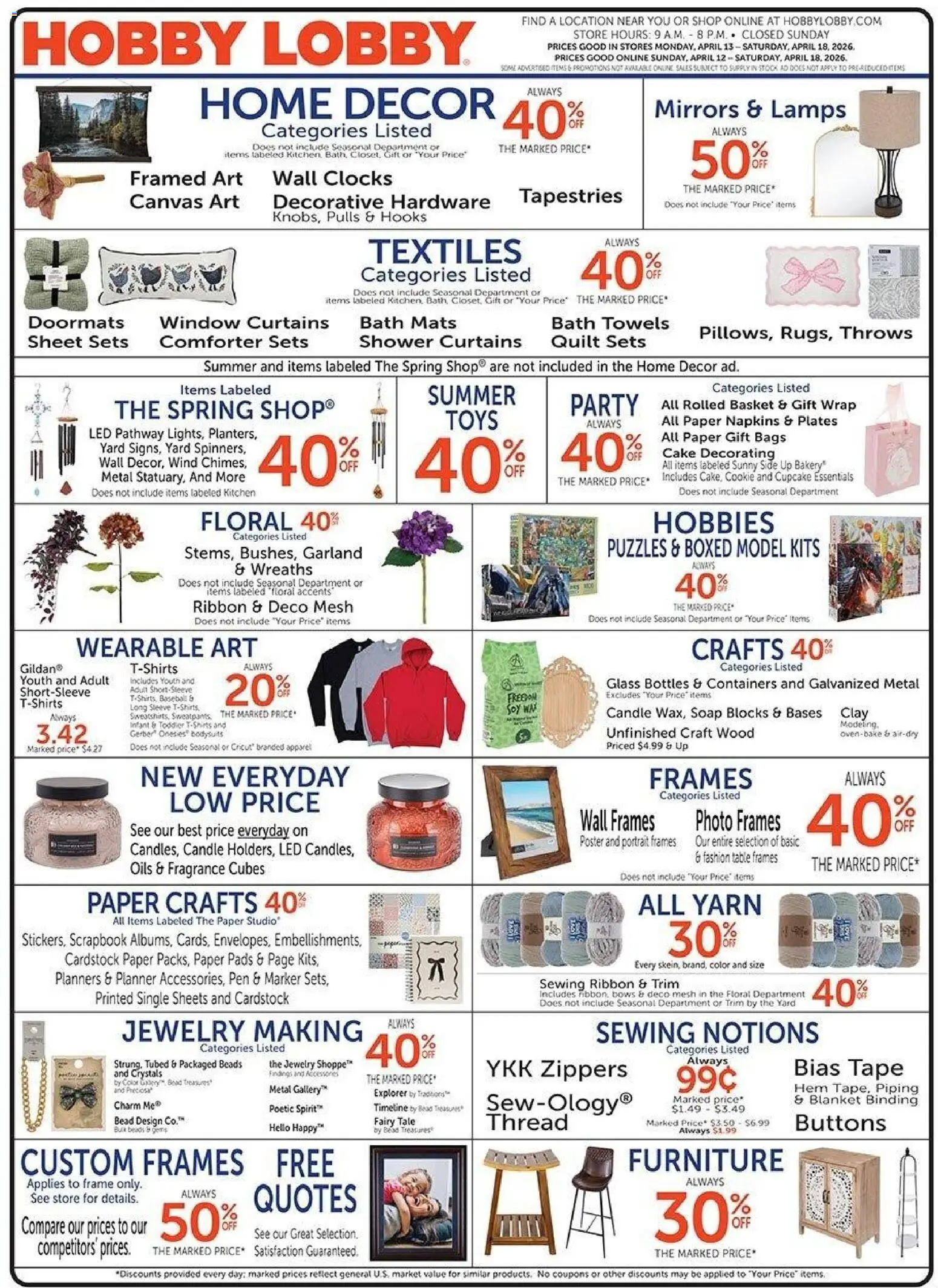 Ad Preview of Hobby Lobby Hobby Lobby Weekly Ad from 04/12/2026
