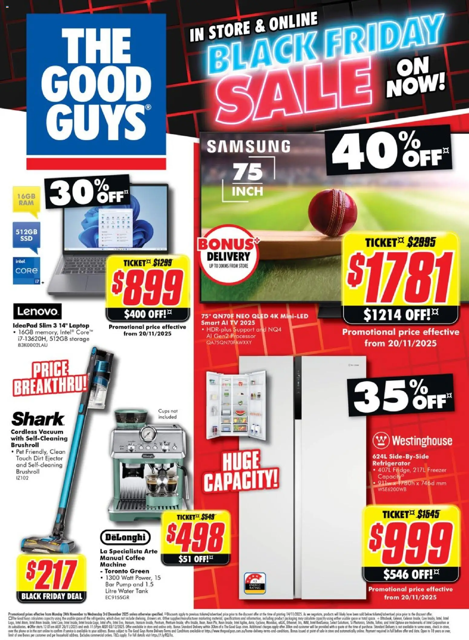Preview of catalogue Catalogue Black Friday Sale from shop The Good Guys valid 23/11/2025 - Cups, Household, Water, Phone, Tv, Laptop, Freezer, Refrigerator