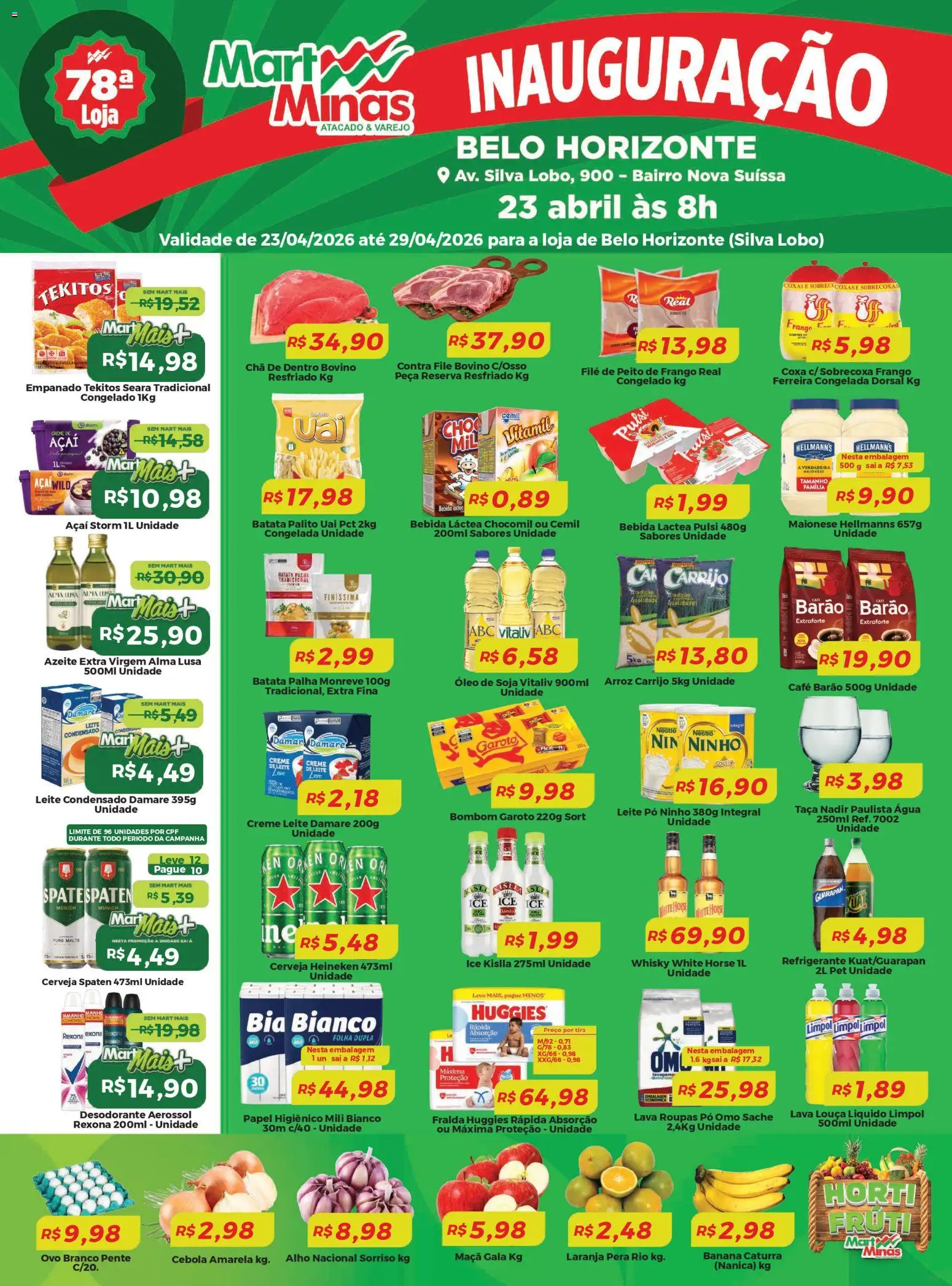 Pré-Visualização do folheto "Mart Minas ofertas Inauguracao" da loja Mart Minas válido a partir de 23/04/2026