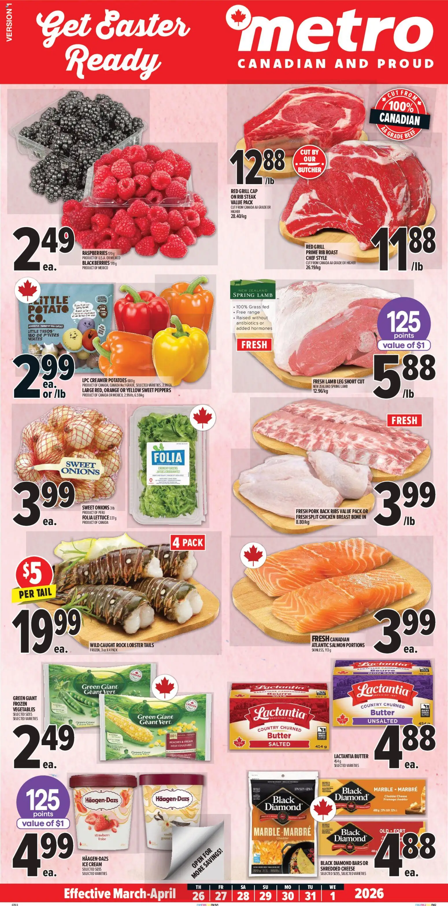 Preview of leaflet Metro weekly flyer - Alma from shop Metro is valid from Mar 26, 2026 - Steak, Cap, Peaches, Lamb, Grill, Raspberries, Roast, Cheddar