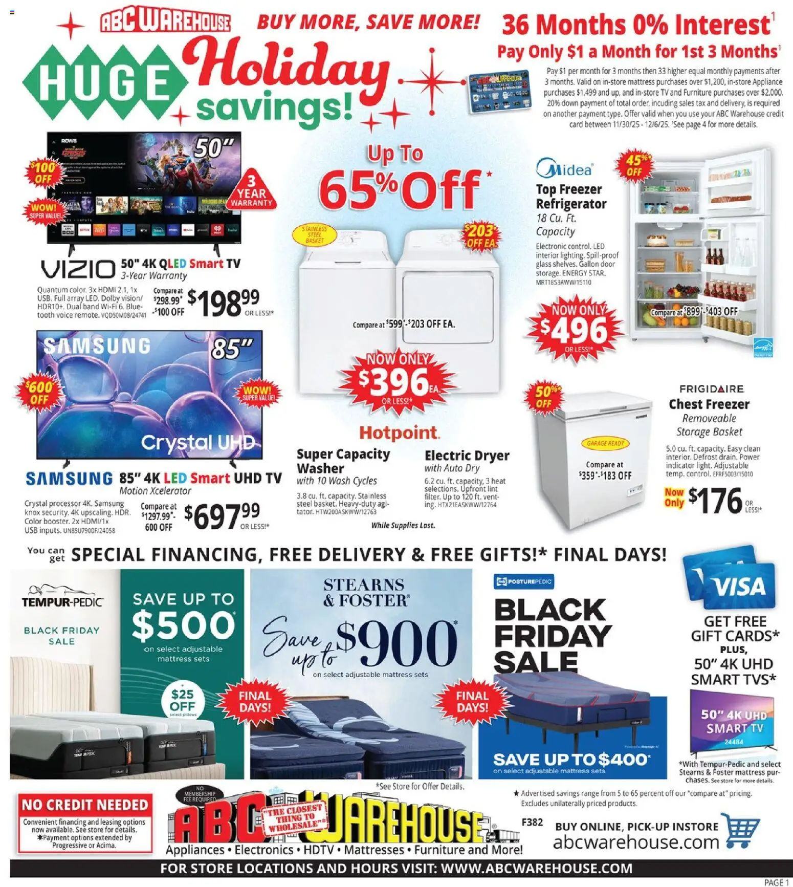 Ad Preview of ABC Warehouse Weekly Ad from 11/30/2025