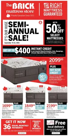 Un aperçu du dépliant Brick Mattress Store du magasin The Brick est valide à partir 19 sept. 2025